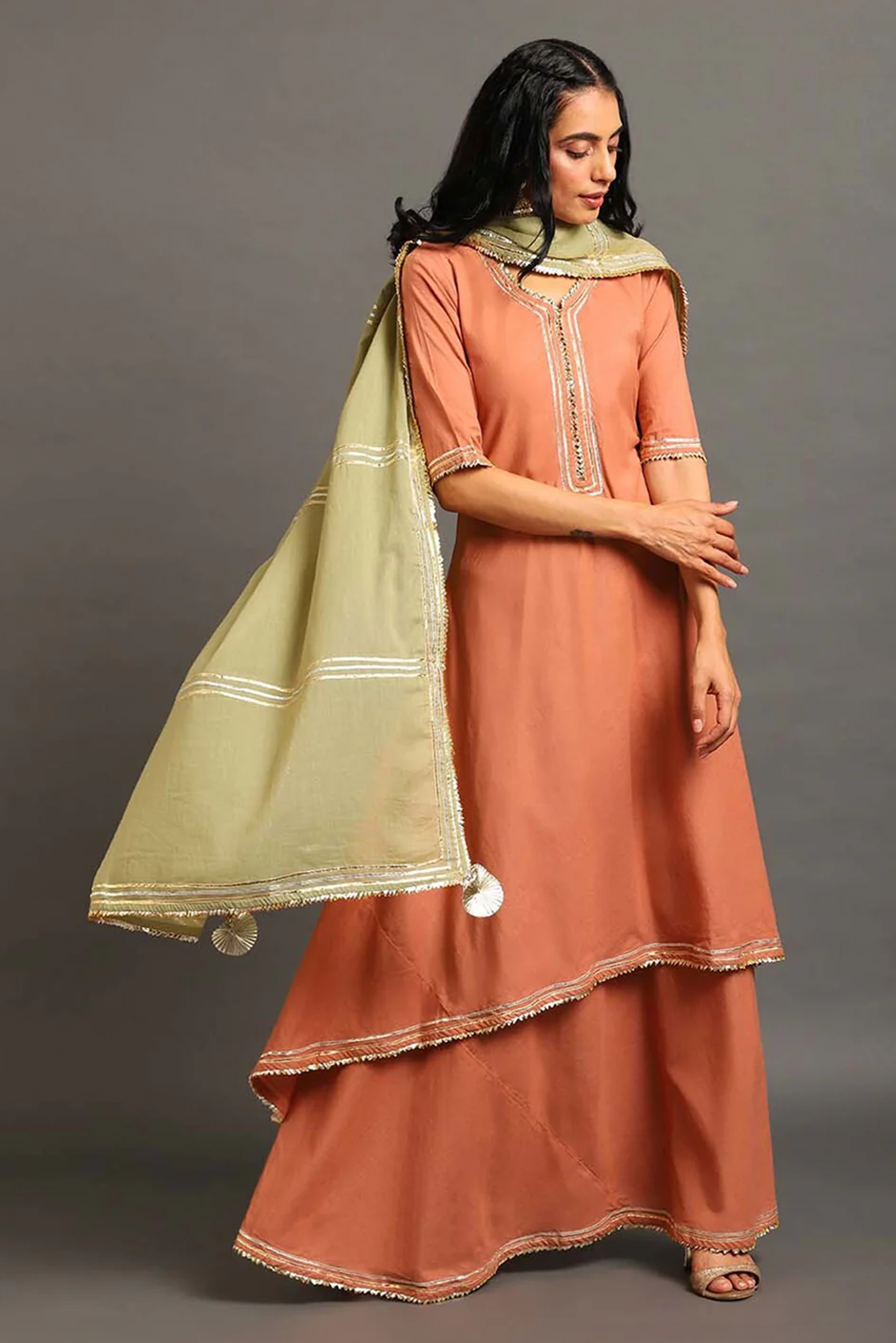 Rust Zara Double Layered Dress