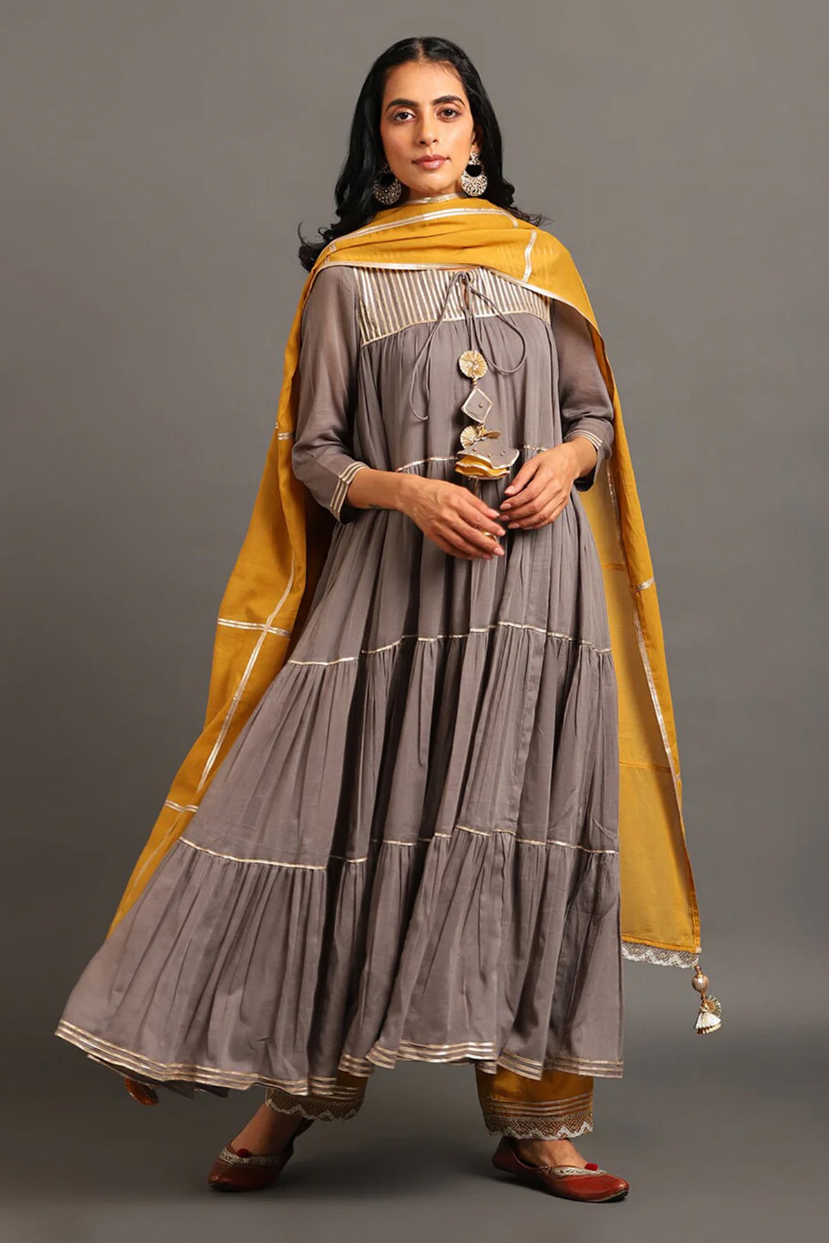 Grey Shama Kurta Pants Set