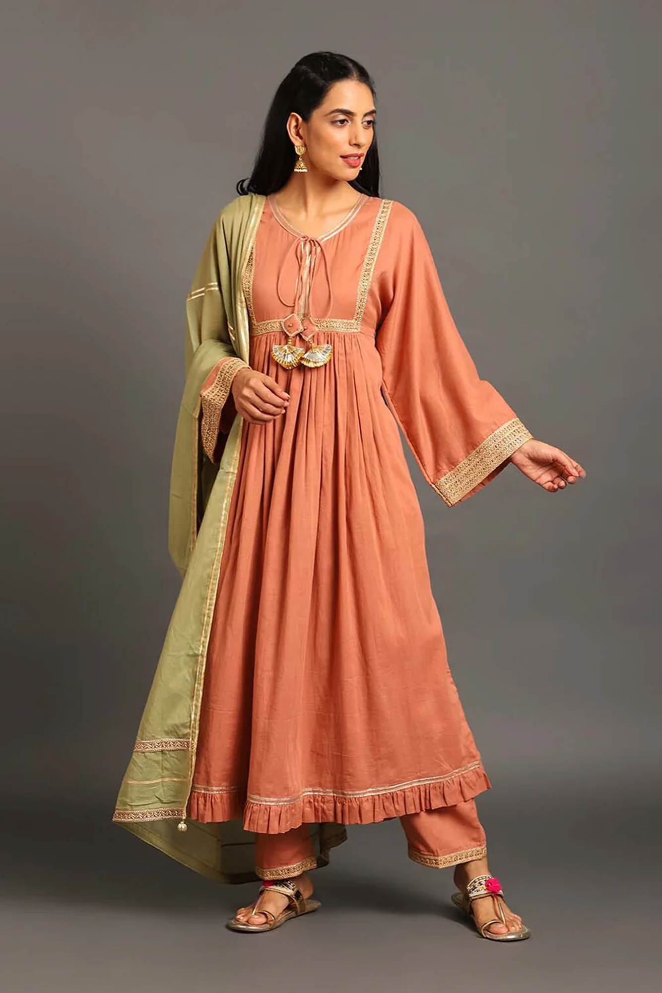 Rust Haseena Kurta Set