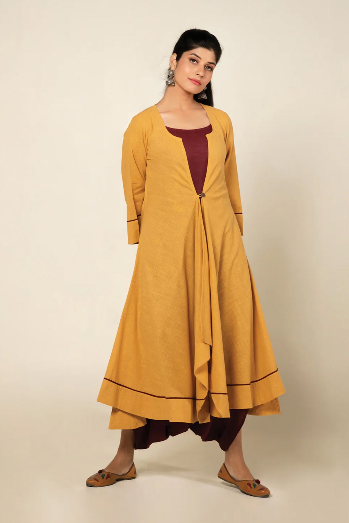 Maroon Sufi Saanjh Jumpsuit with Overlay