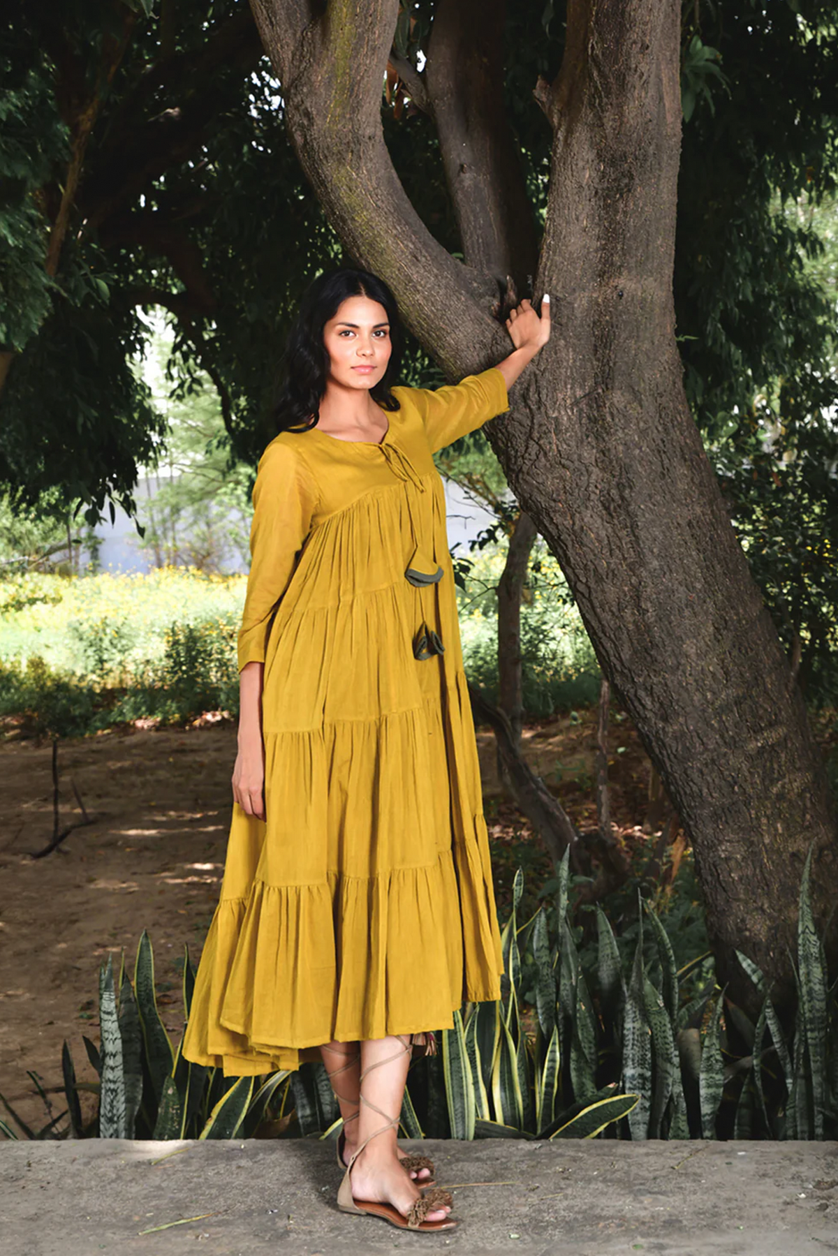 Mustard Summer Tales Casual Summer Dress