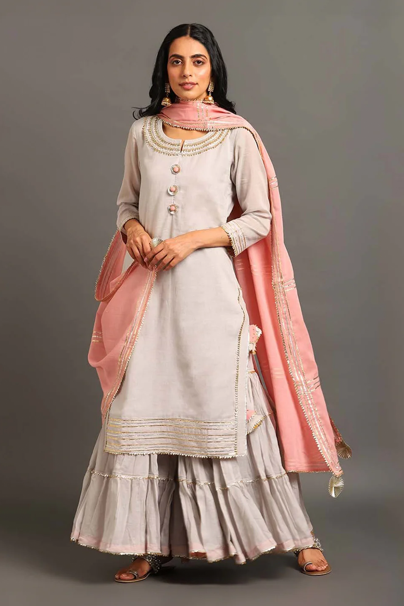 Powder Blue Mehar Kurta Sharara Set