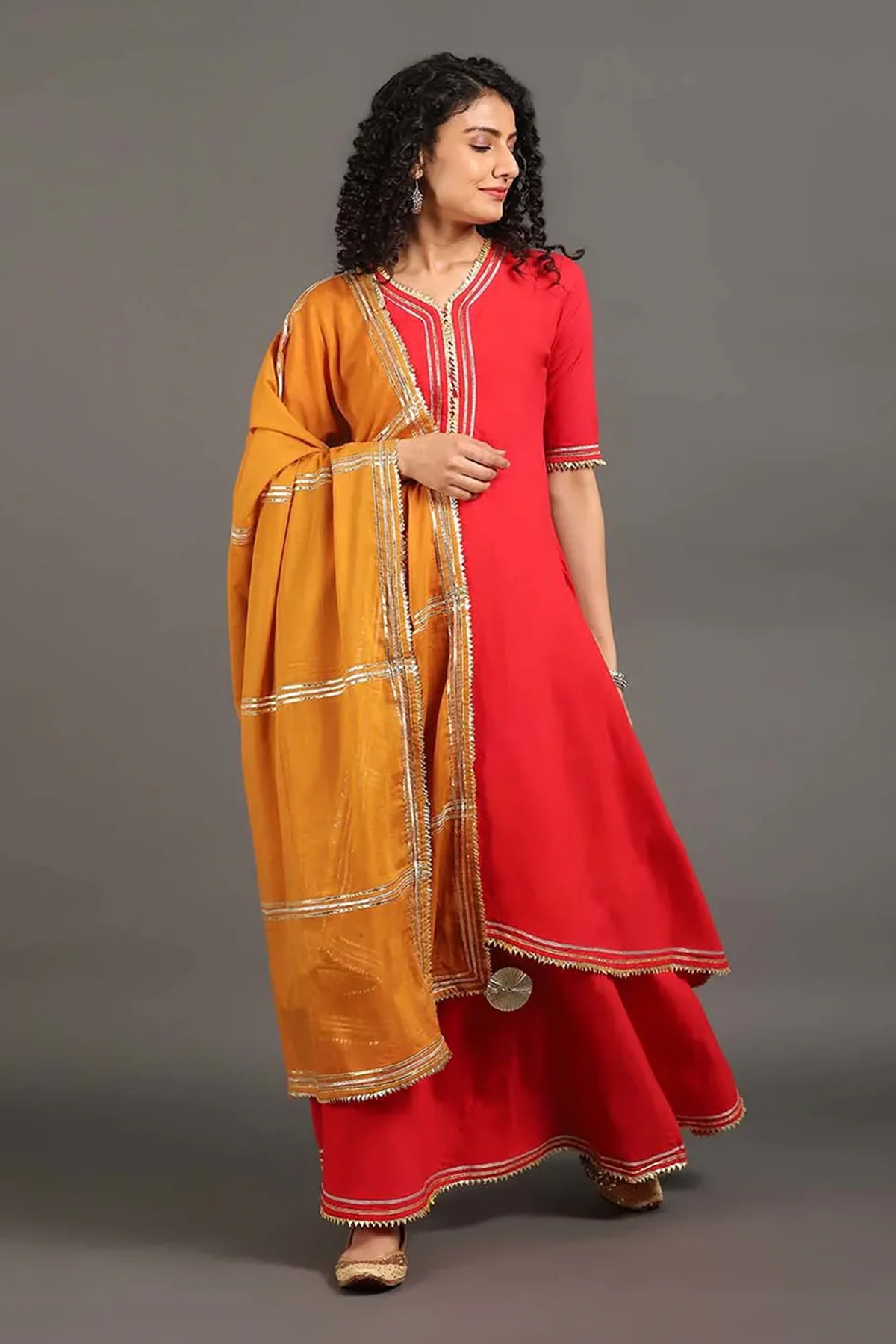 Red Zara Double Layered Dress