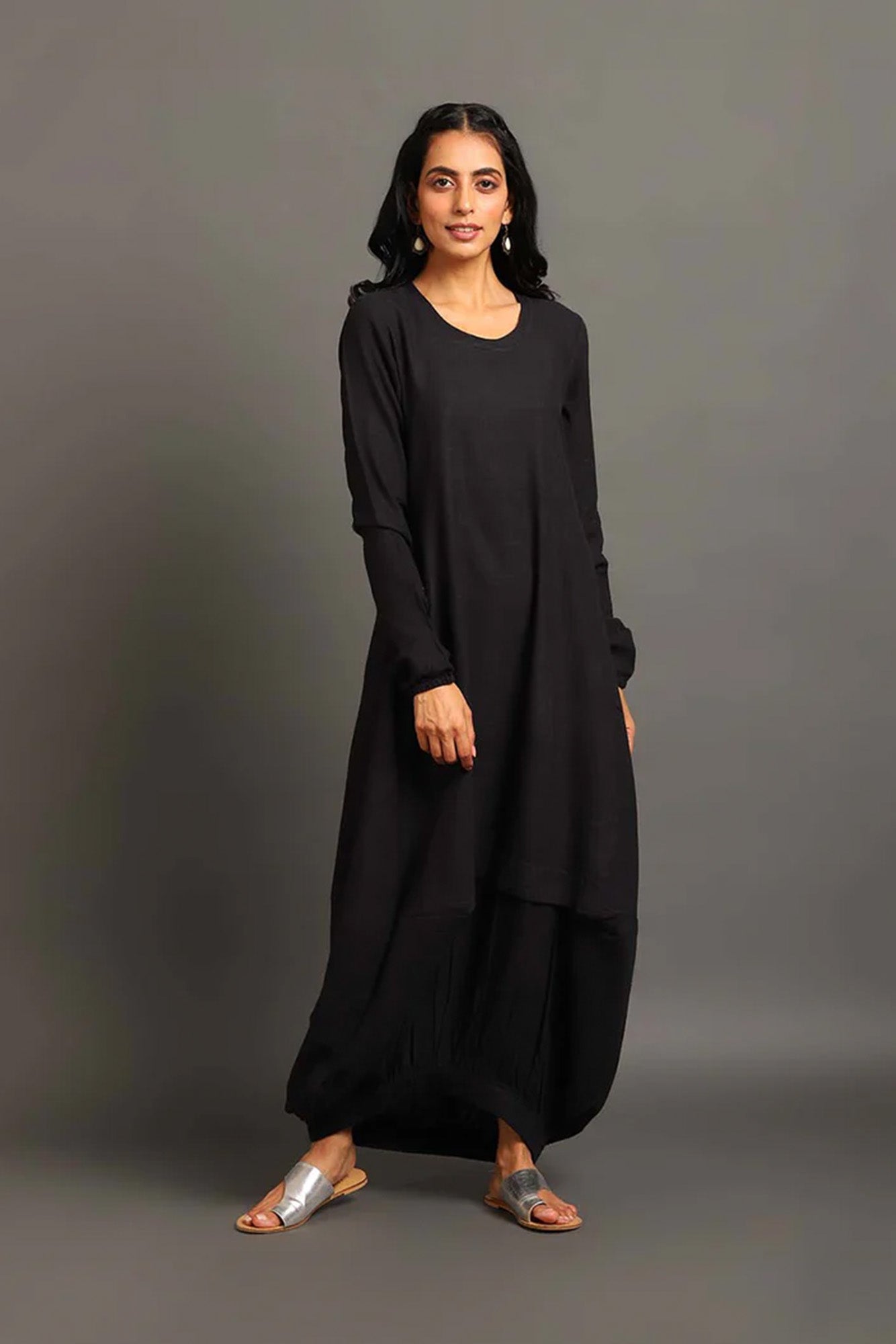 Black Boho Balloon Dress