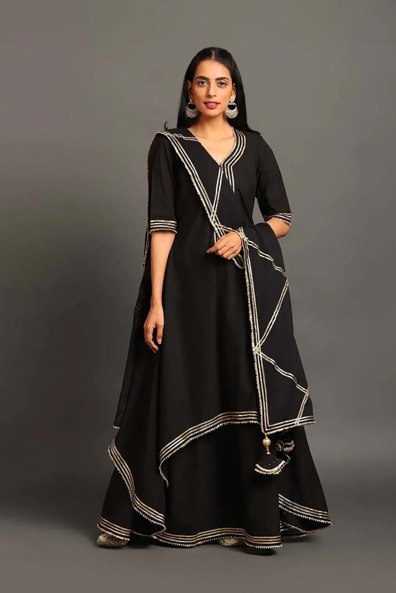 Black Saira Double Layered Dress