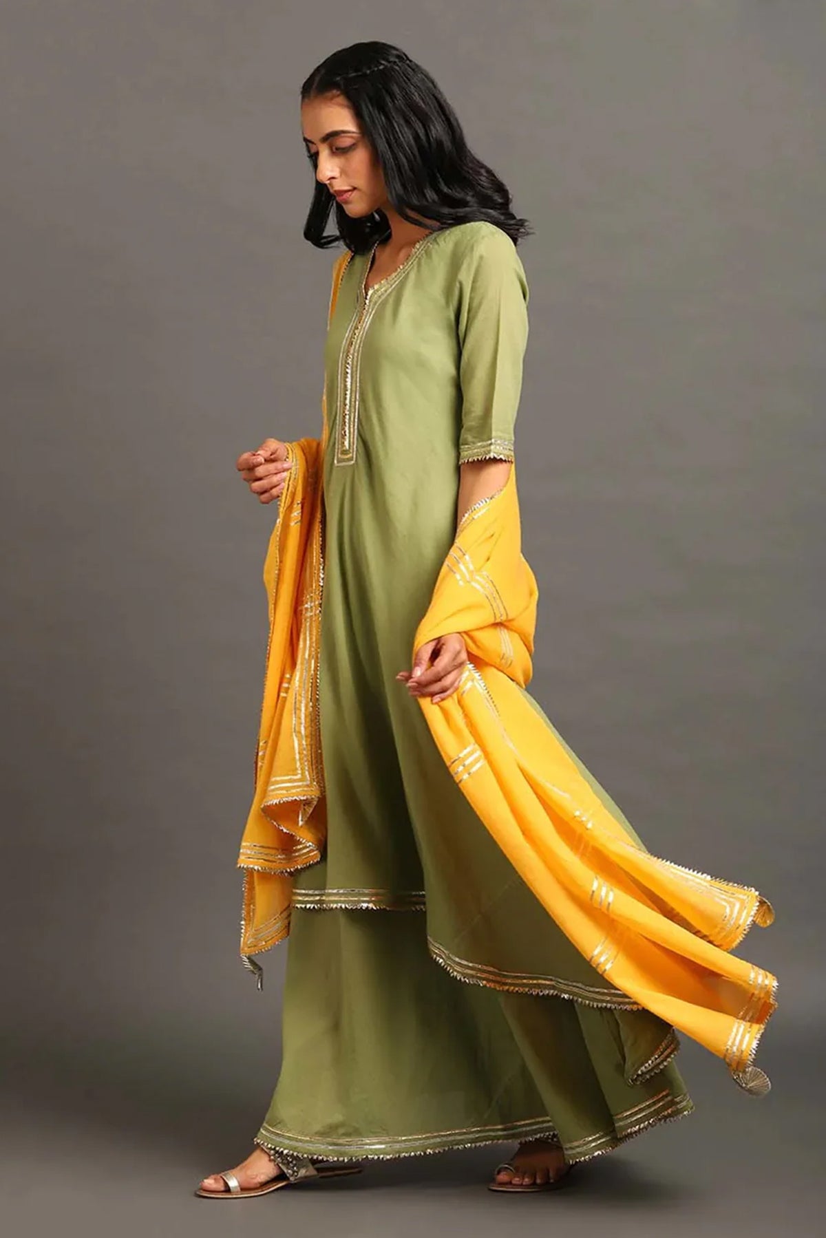 Green Zara Double Layered Dress