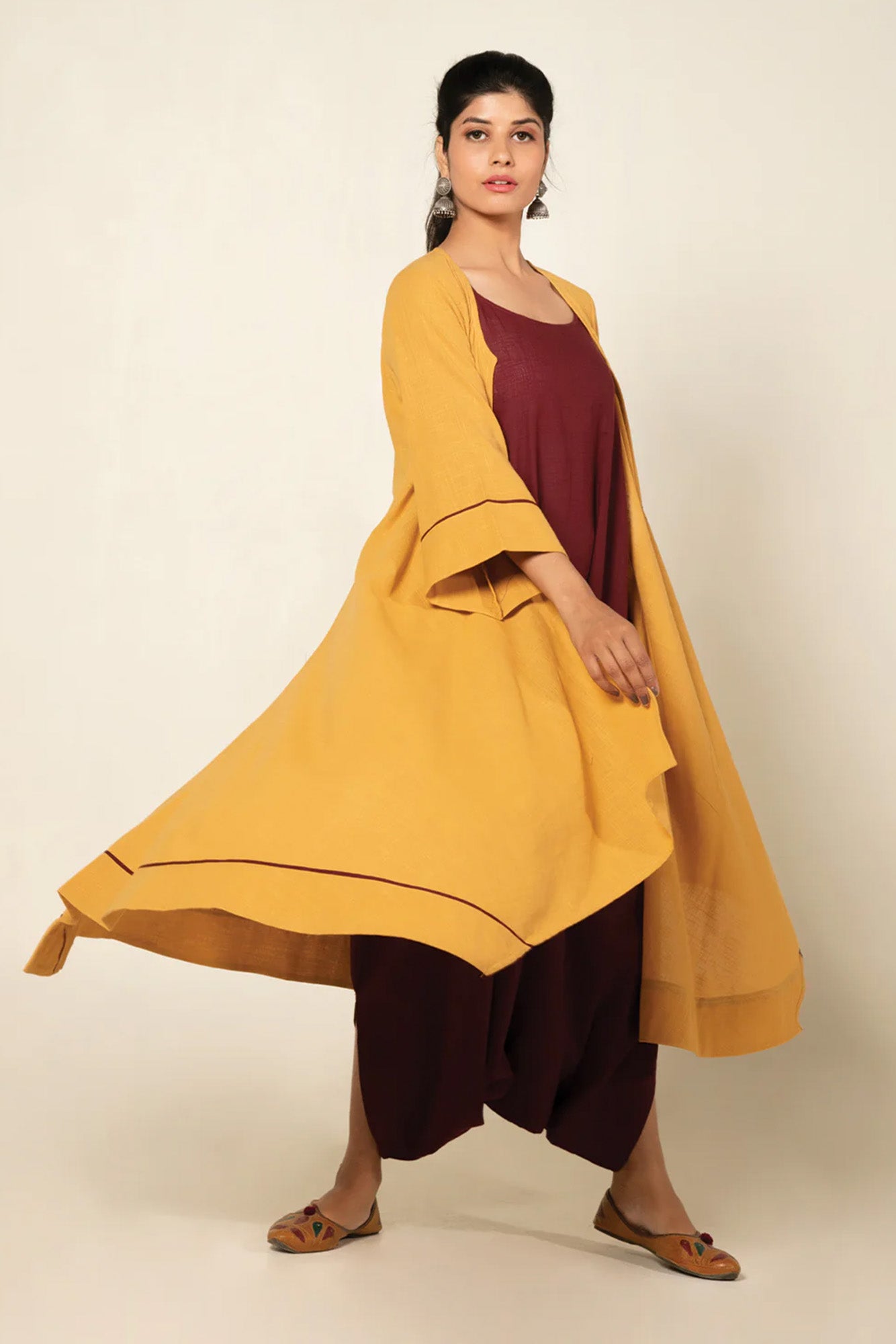 Maroon Sufi Saanjh Jumpsuit with Overlay