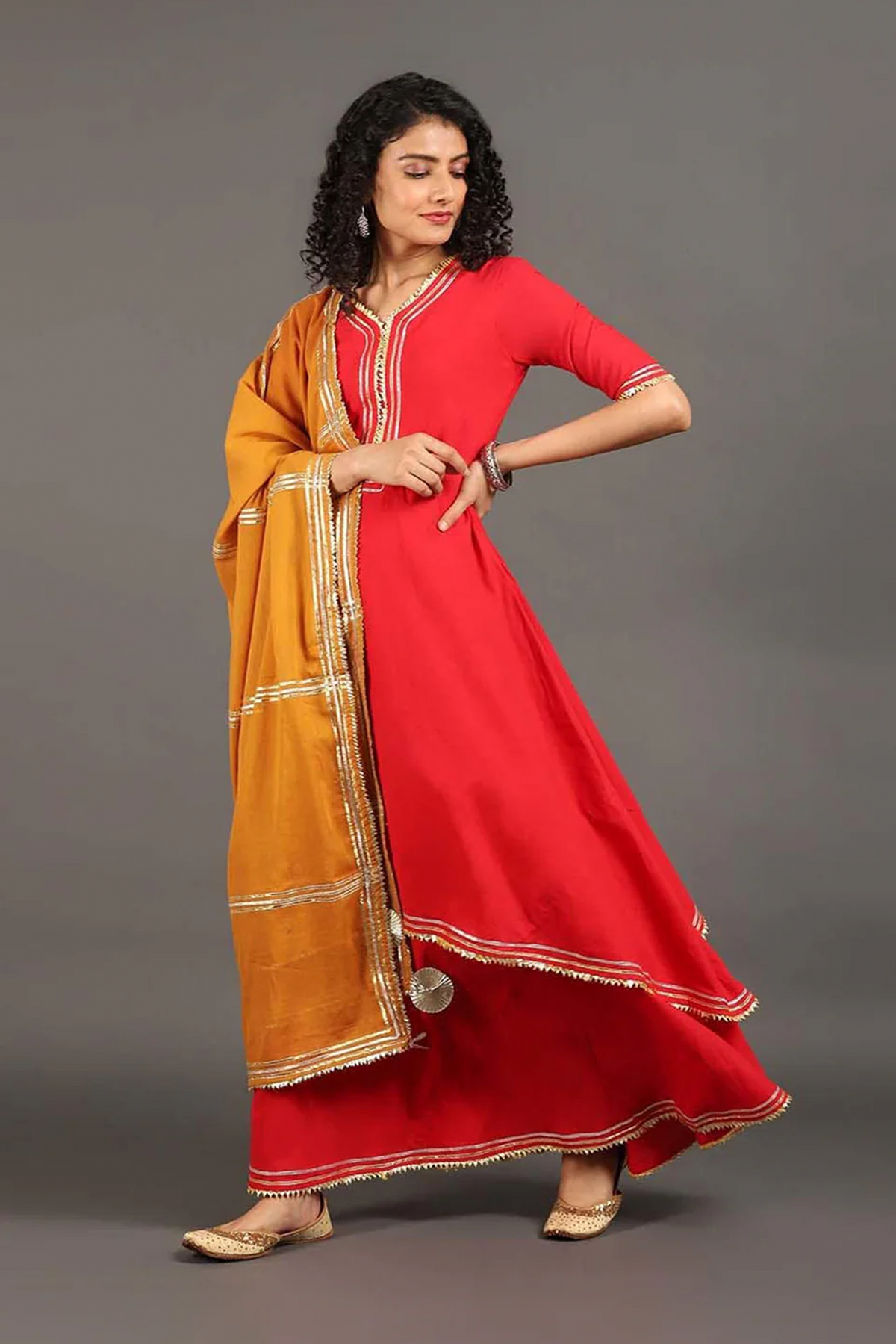 Red Zara Double Layered Dress