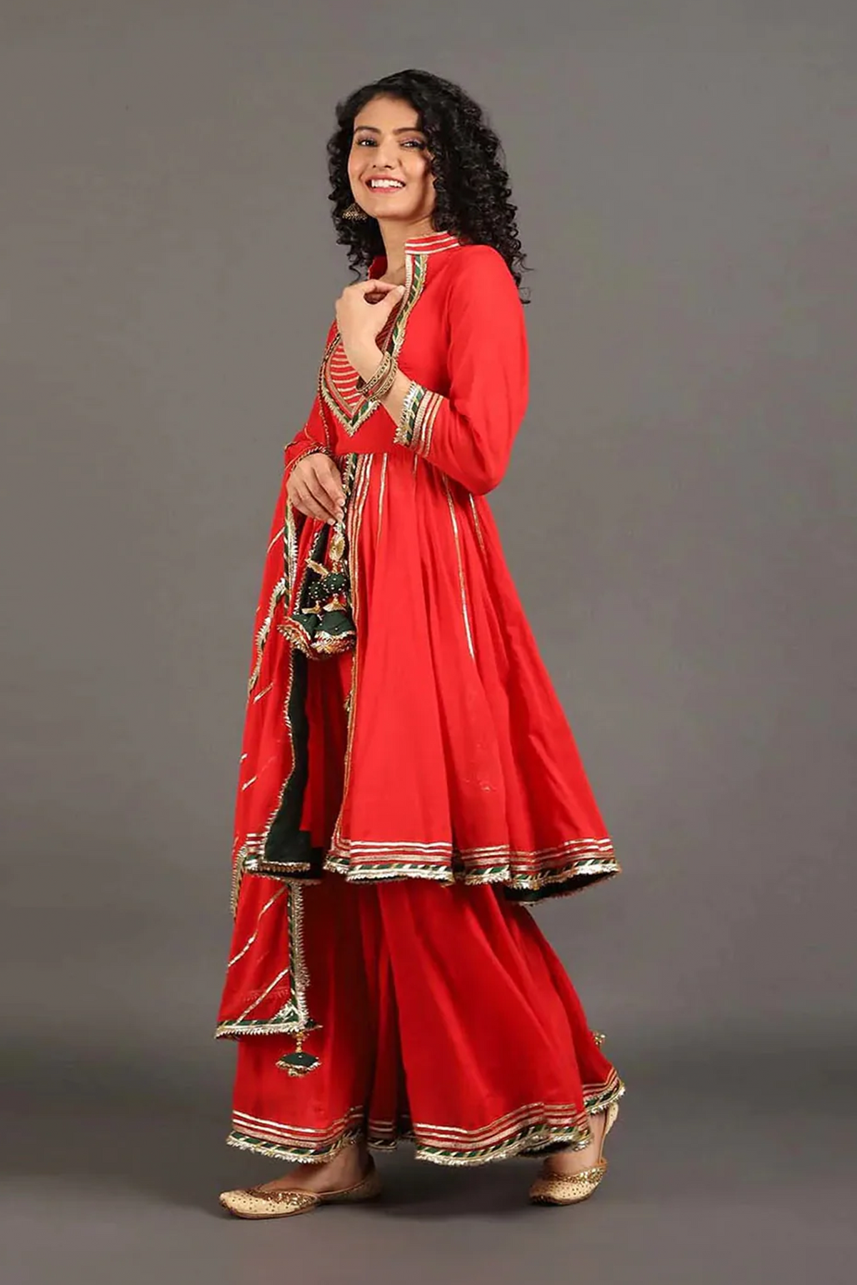 Sindoori Jodha Anarkali Sharara Set