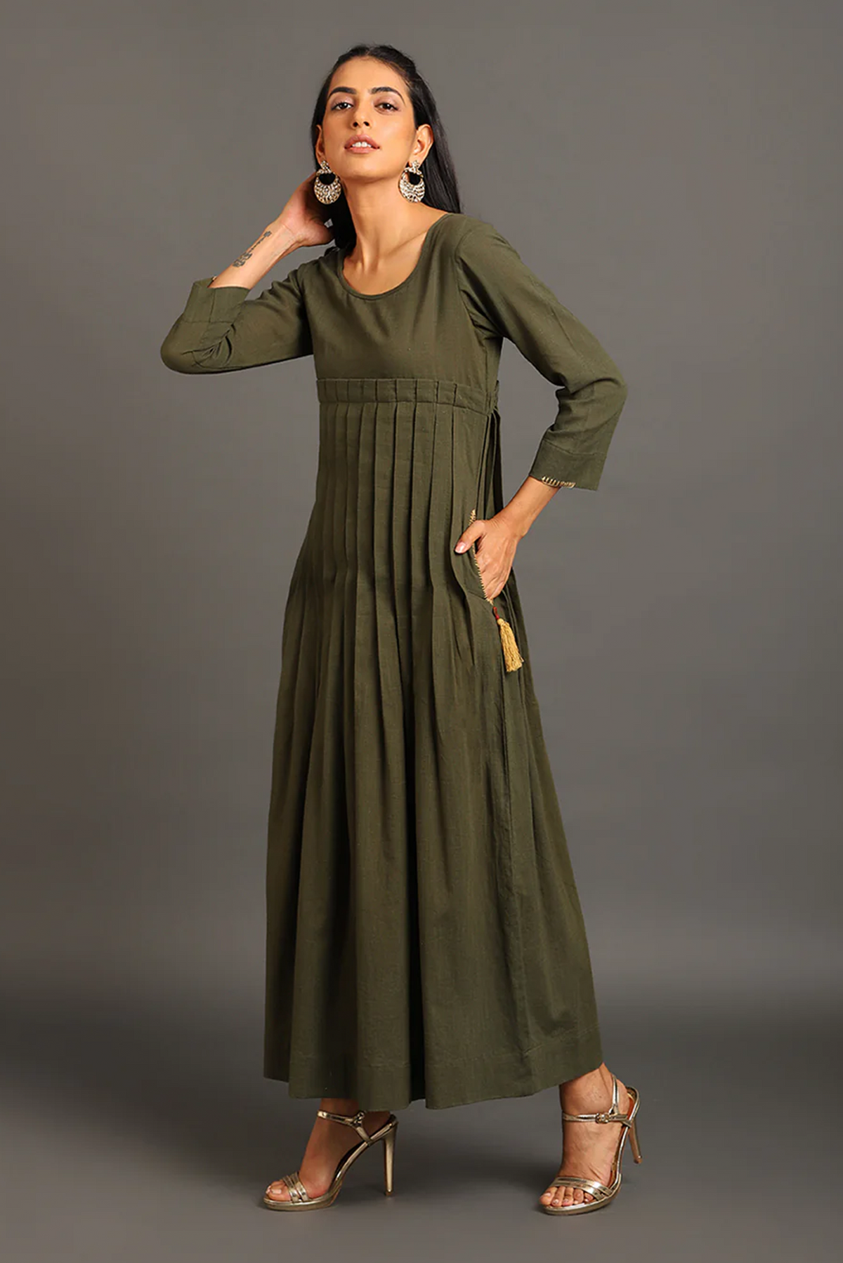 Pleat Around Long Dress