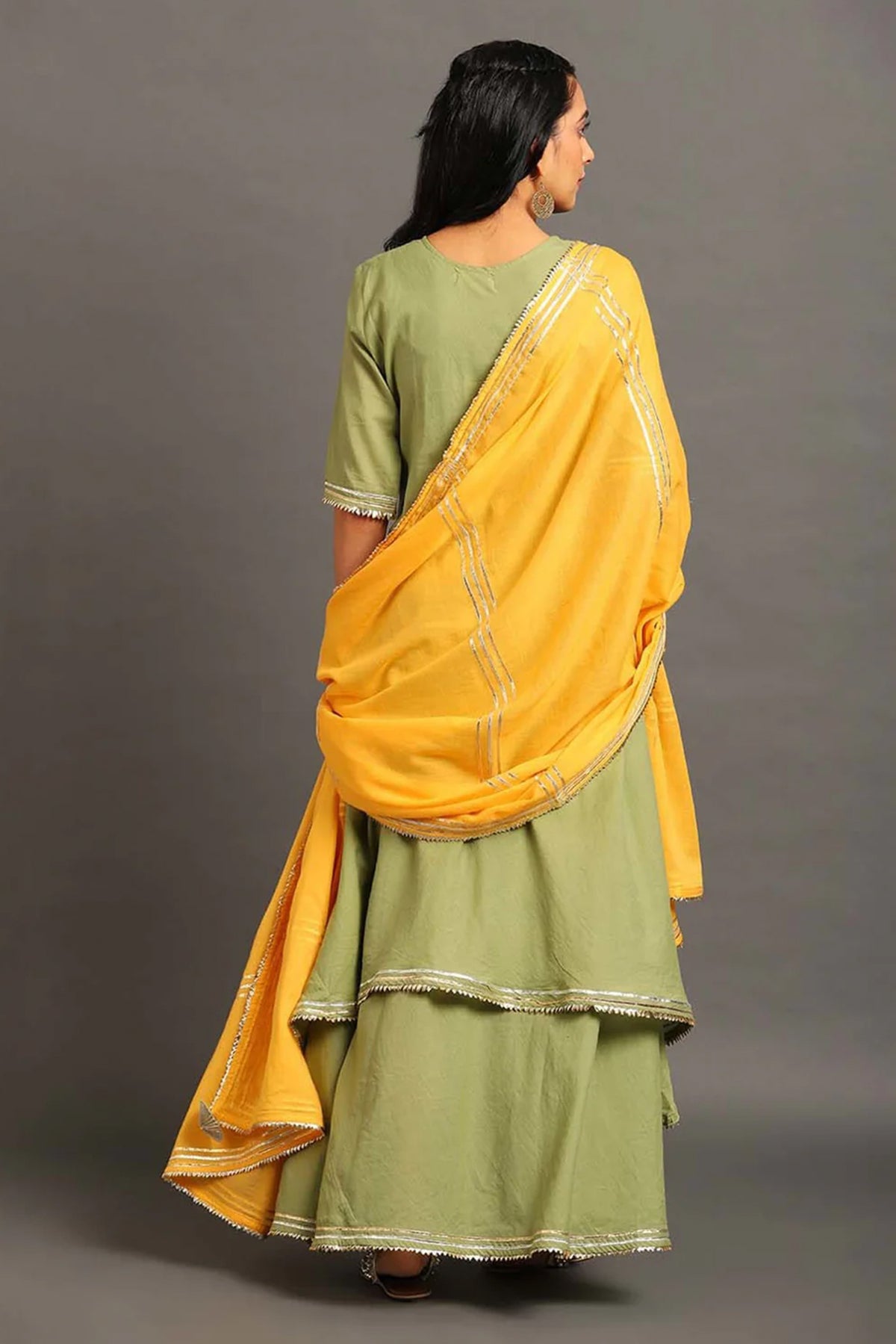 Green Zara Double Layered Dress