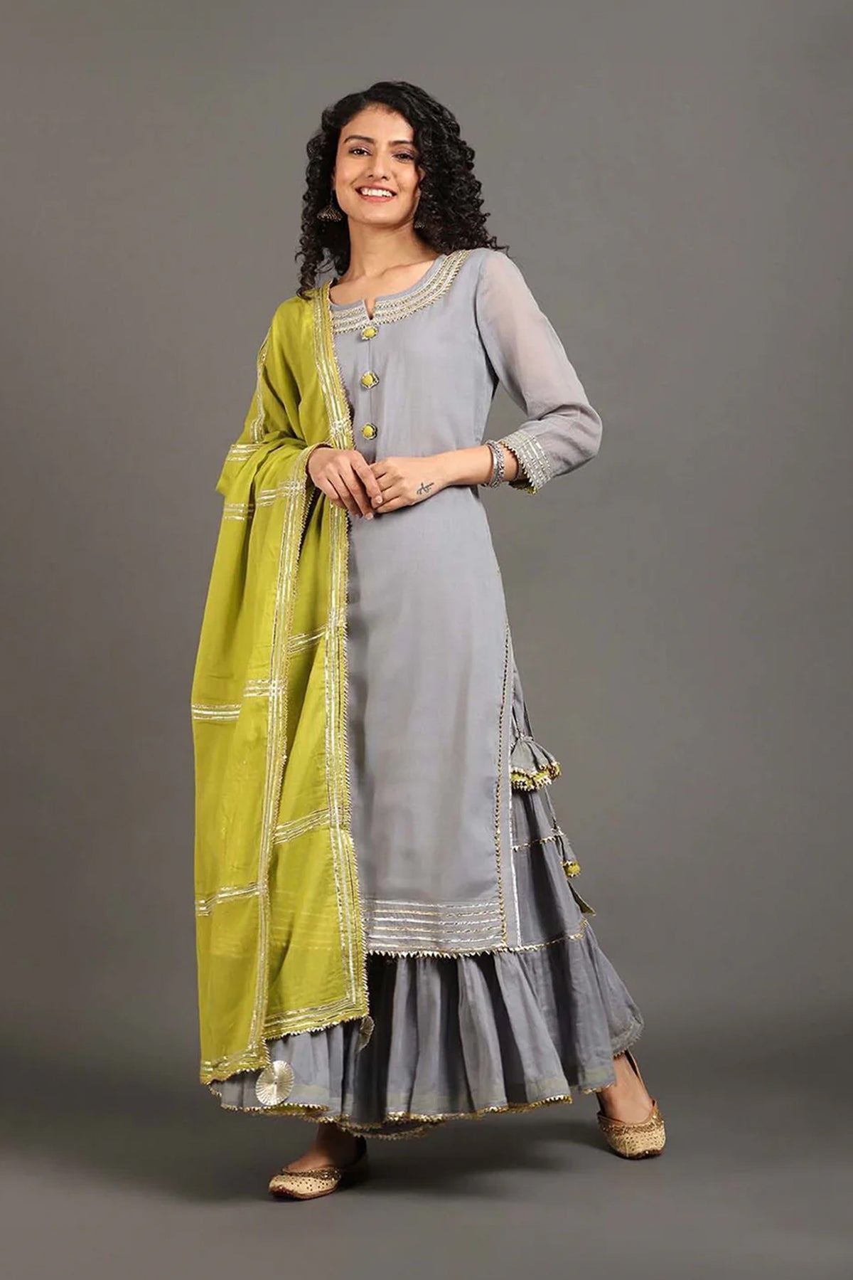 Grey Mehar Kurta Sharara Set