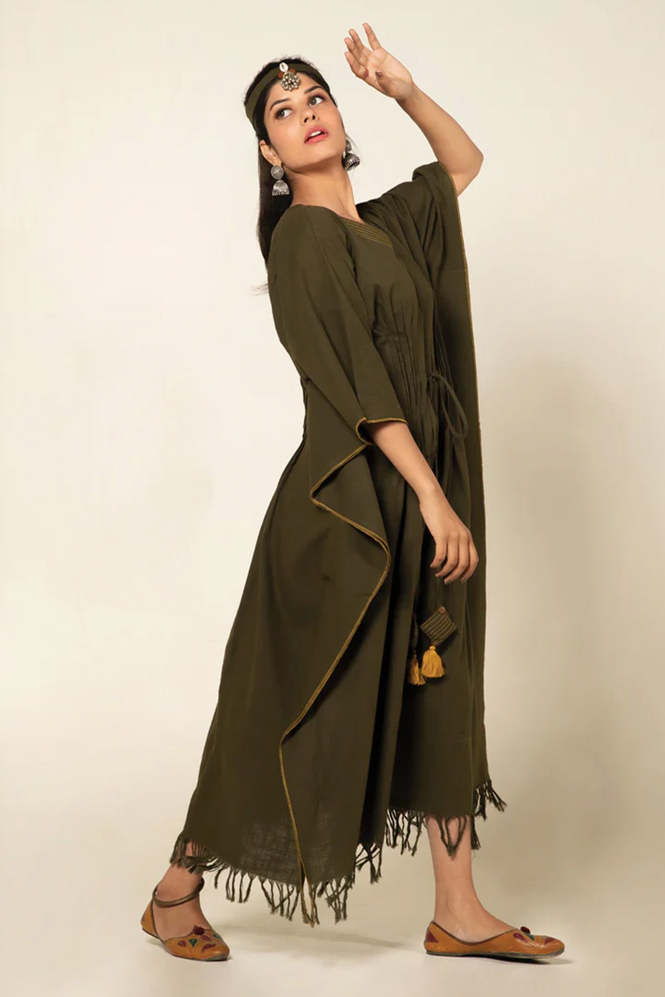 Forest Green Sufi Asmi Kaftan Dress