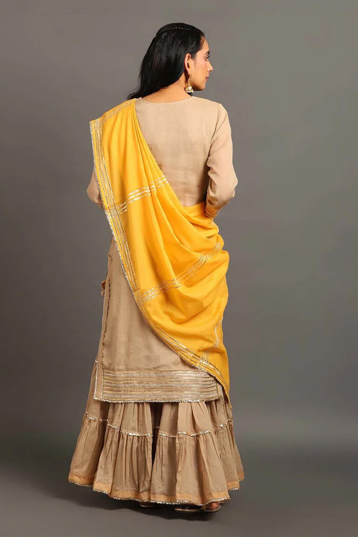 Coffee Mehar Kurta Sharara Set