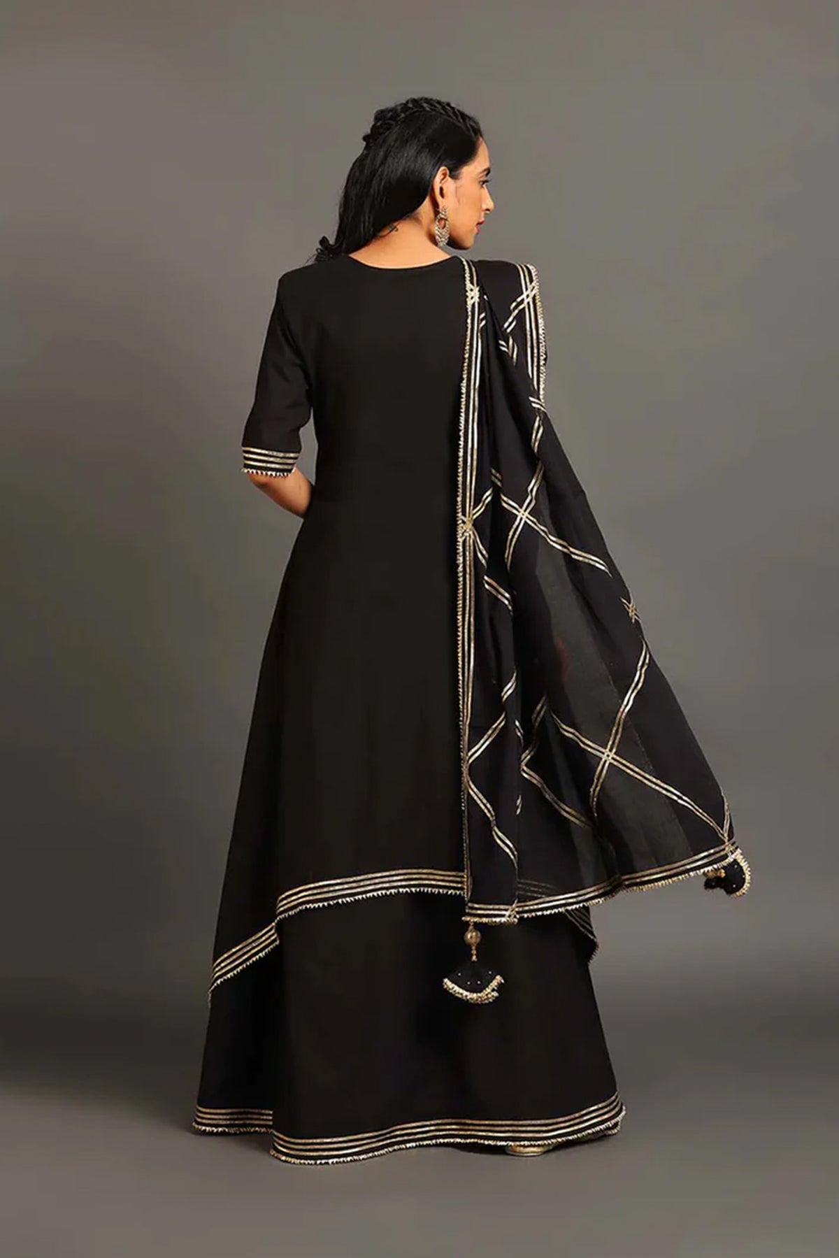 Black Saira Double Layered Dress