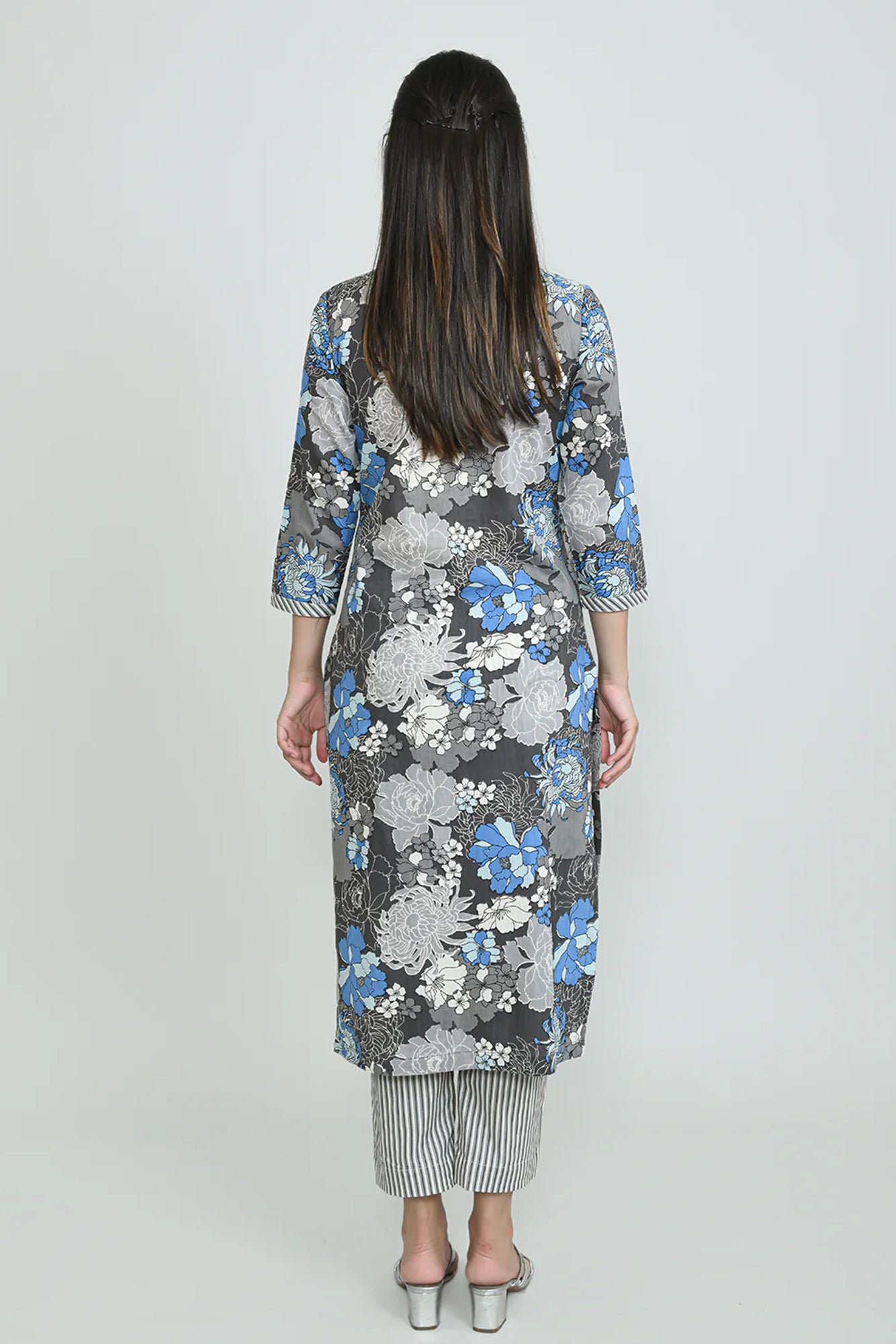 Grey Angarkha Kurta Set