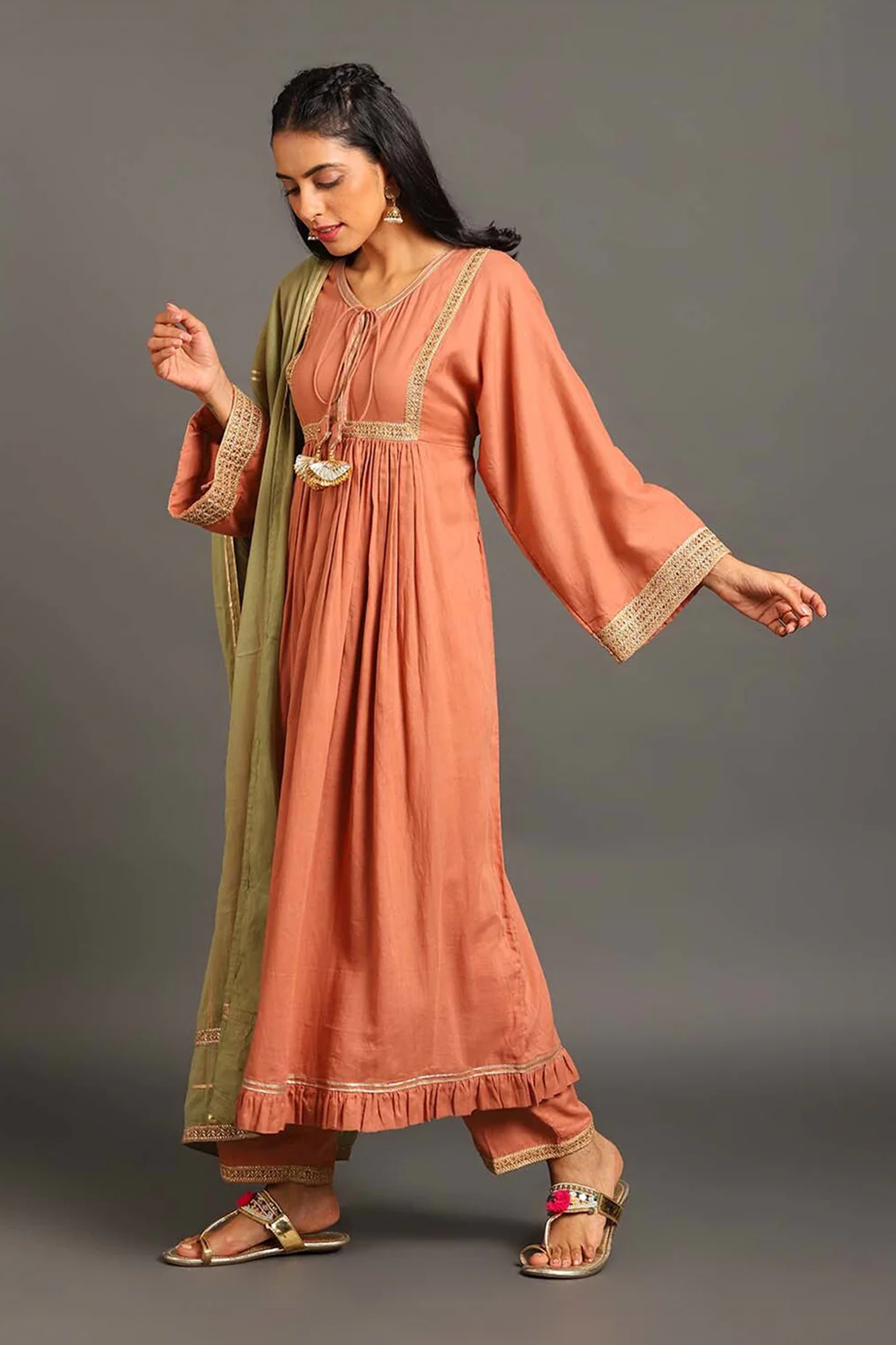 Rust Haseena Kurta Set