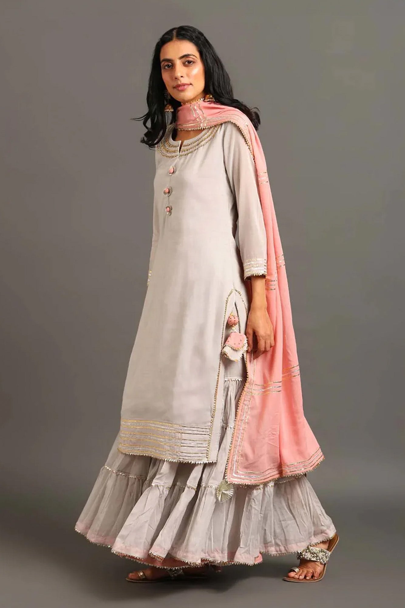 Powder Blue Mehar Kurta Sharara Set