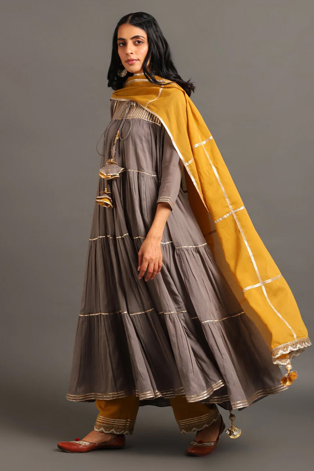 Grey Shama Kurta Pants Set