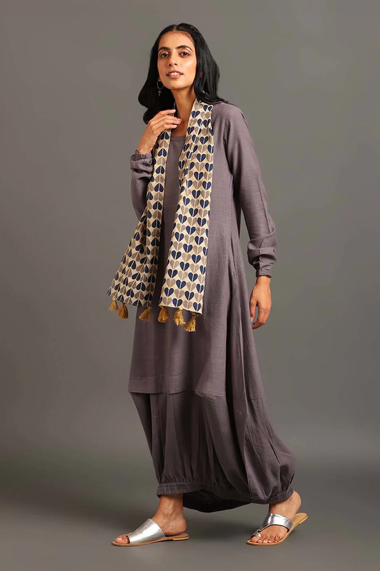 Grey Boho Balloon Dress