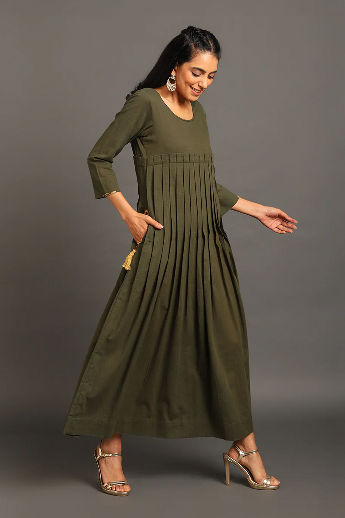 Pleat Around Long Dress