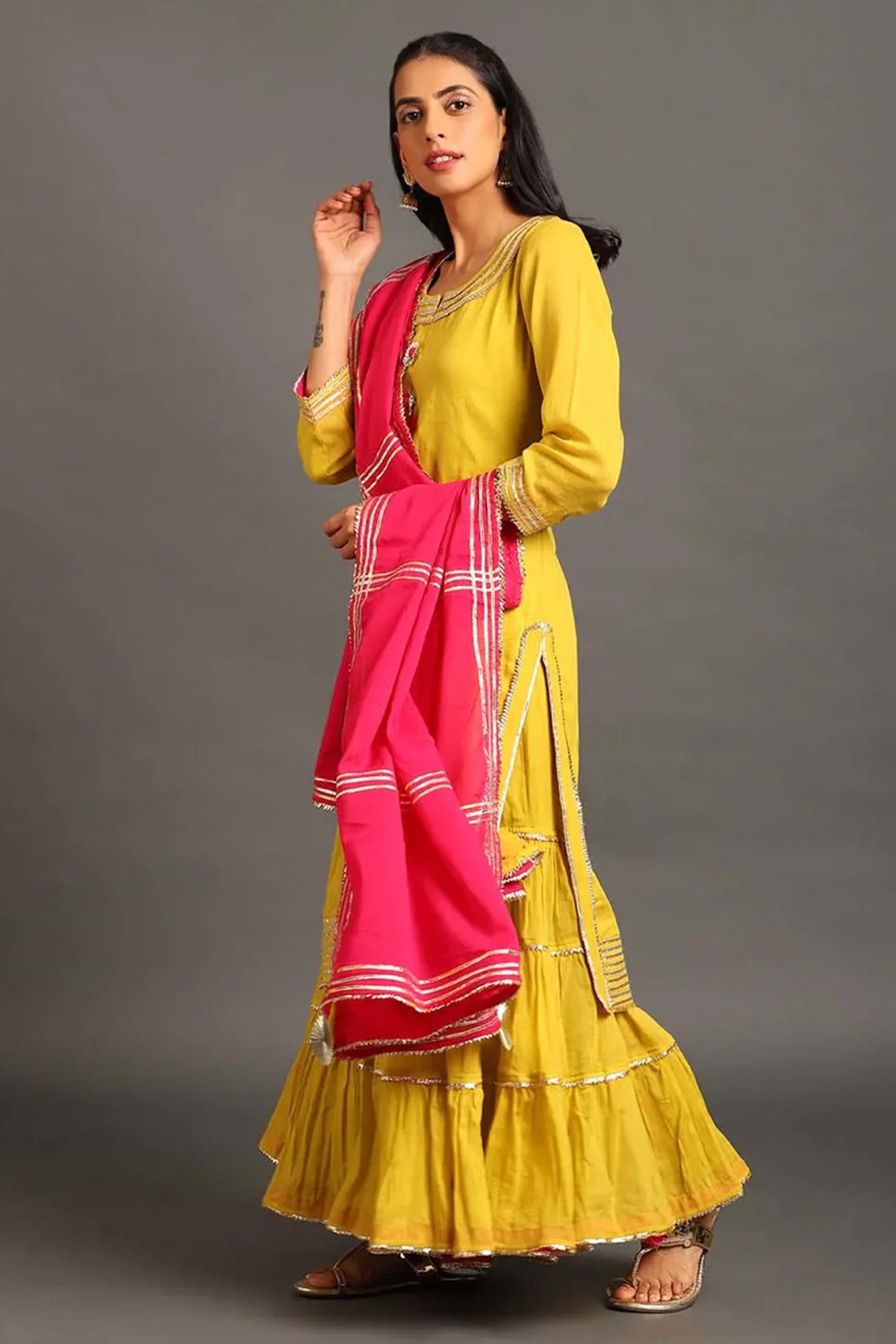 Yellow Mehar Kurta Sharara Set