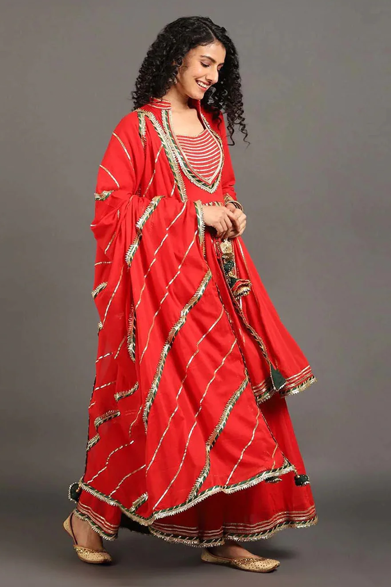 Sindoori Jodha Anarkali Sharara Set