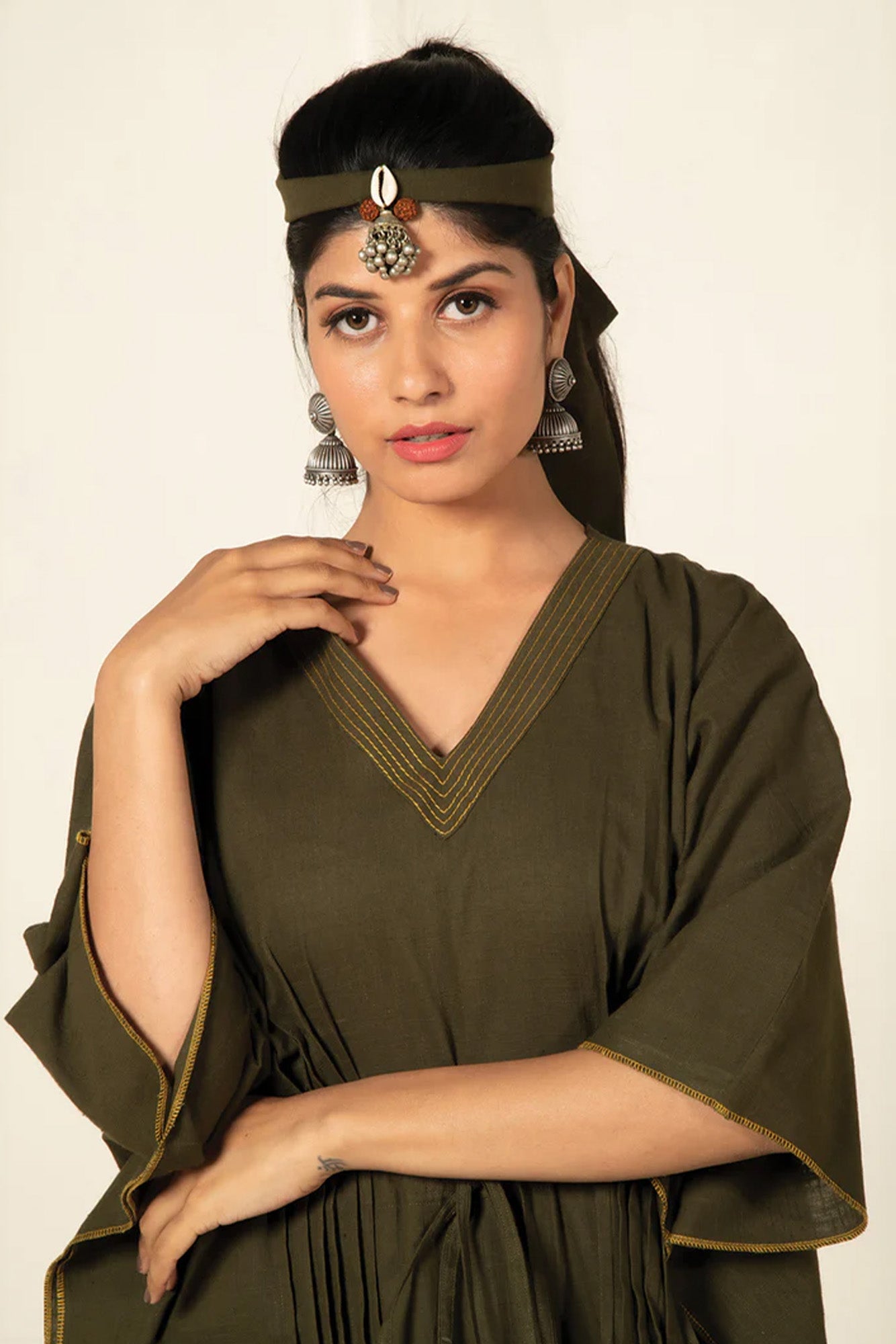 Forest Green Sufi Asmi Kaftan Dress