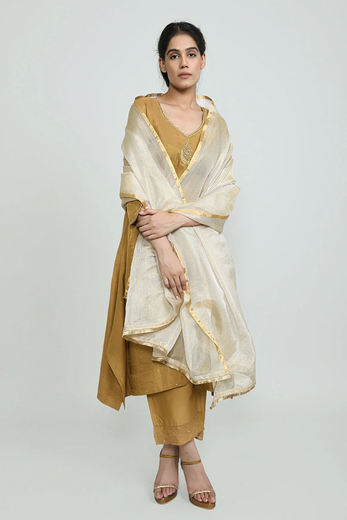 Fareedan Tissue Chanderi Suit