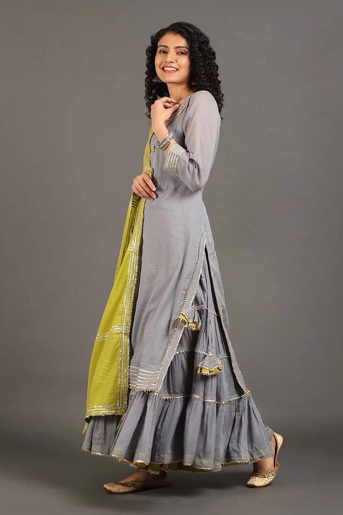 Grey Mehar Kurta Sharara Set