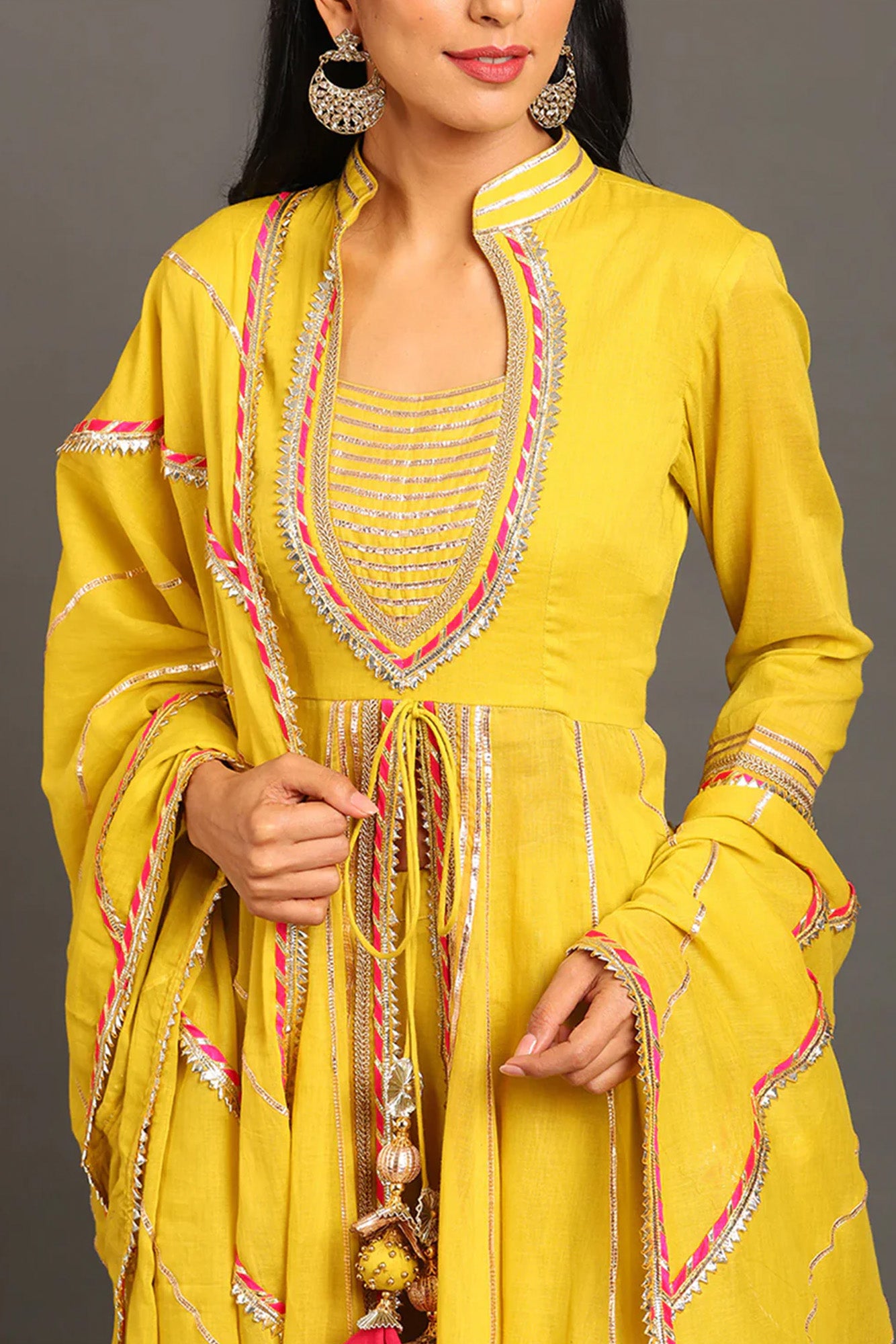 Yellow Jodha Anarkali Sharara Set