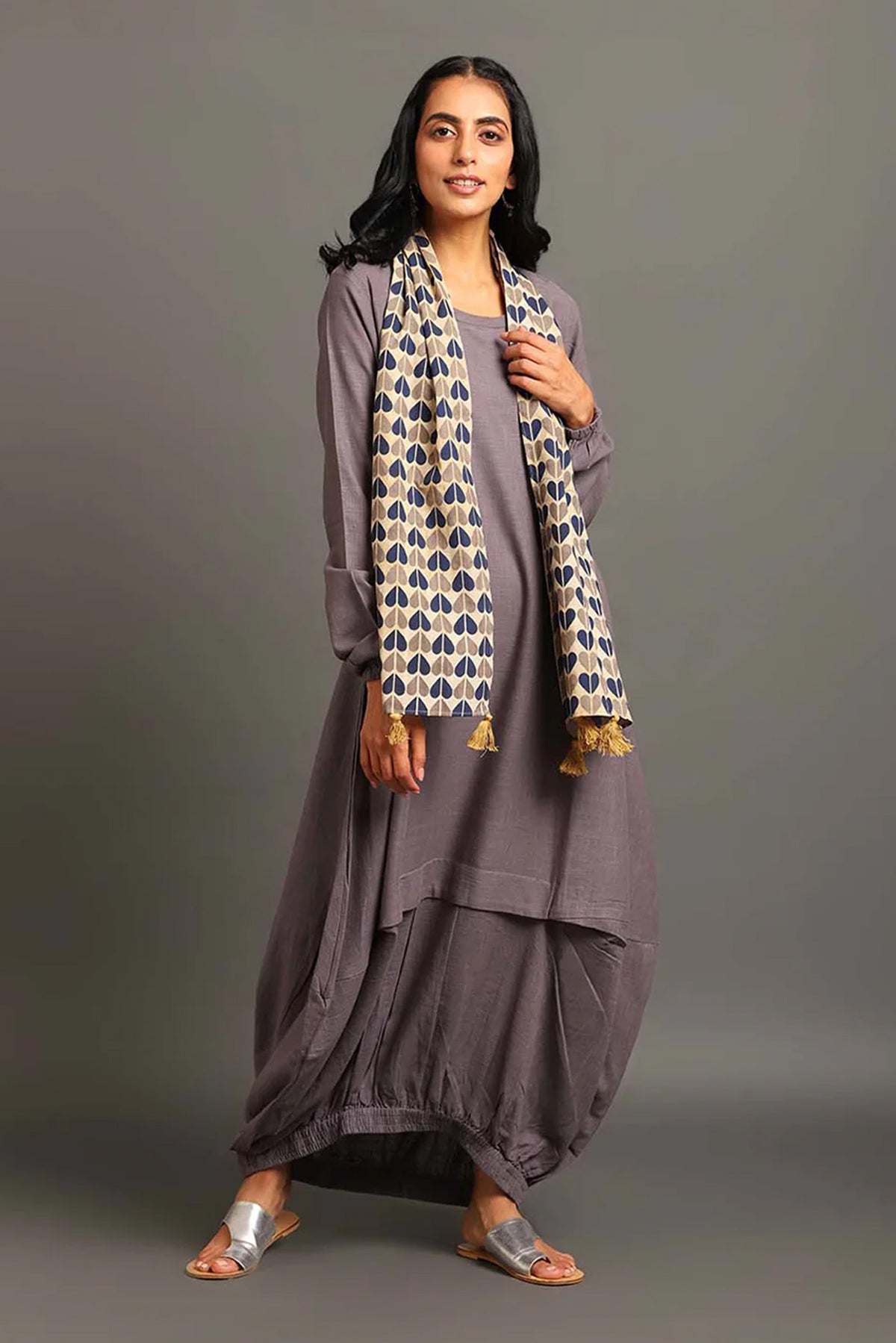 Grey Boho Balloon Dress
