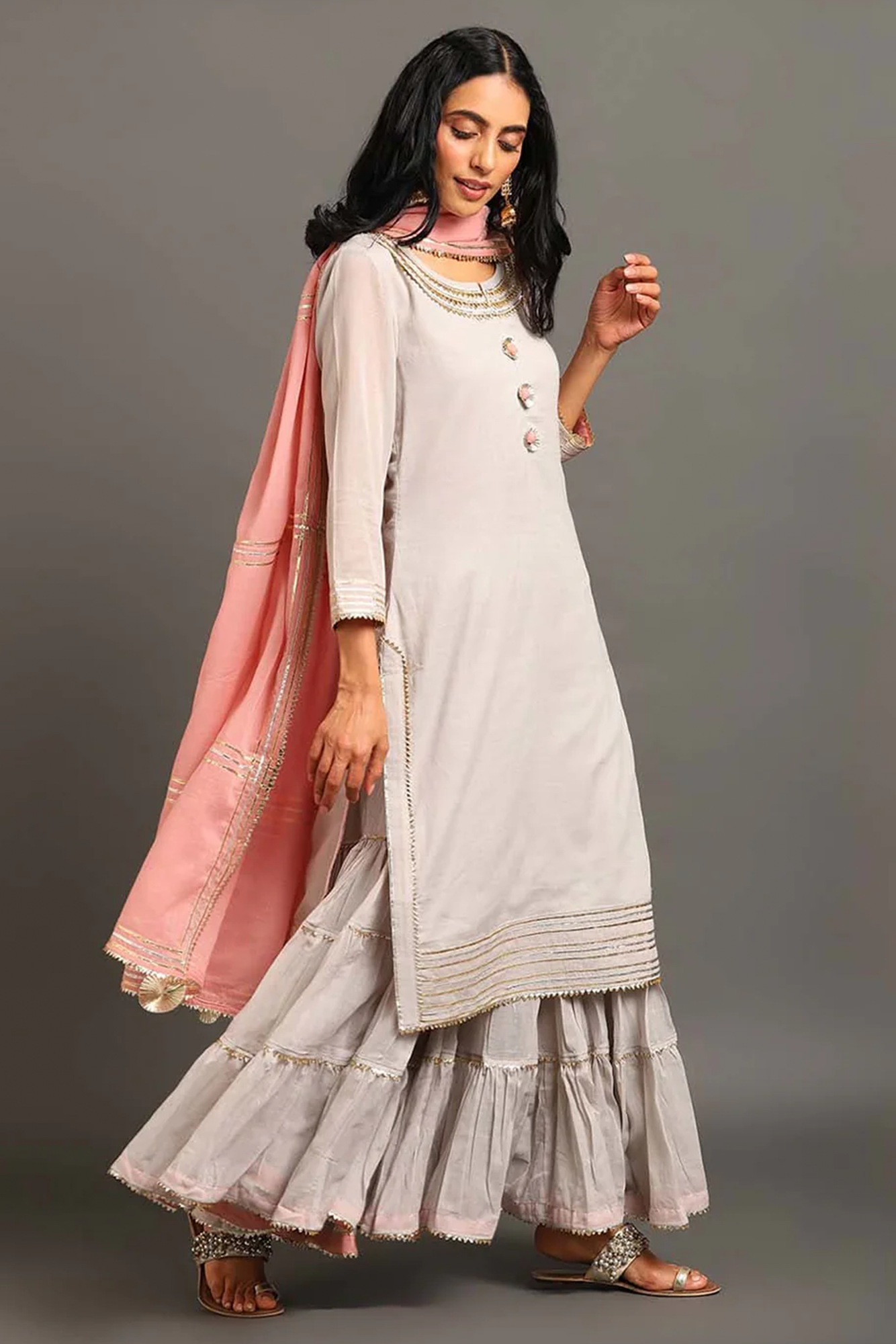 Powder Blue Mehar Kurta Sharara Set