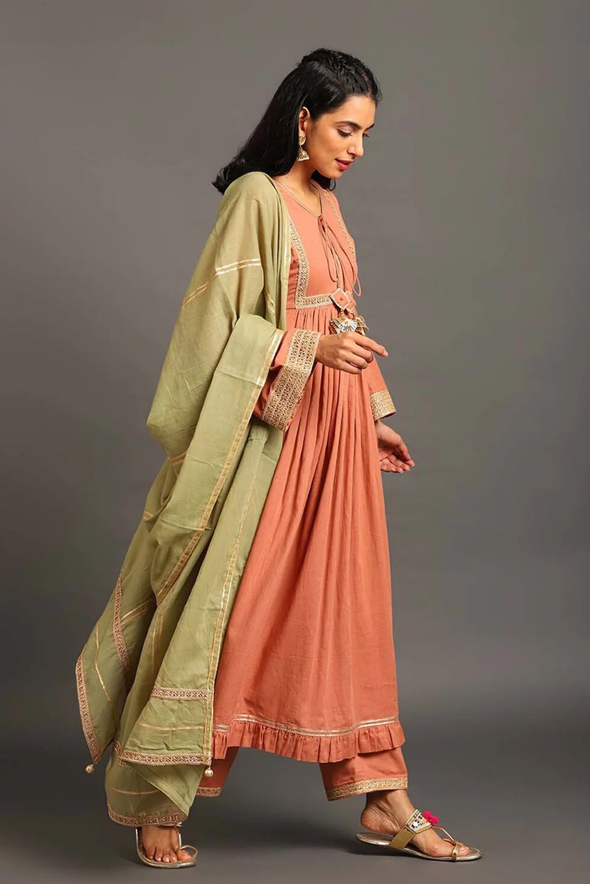 Rust Haseena Kurta Set