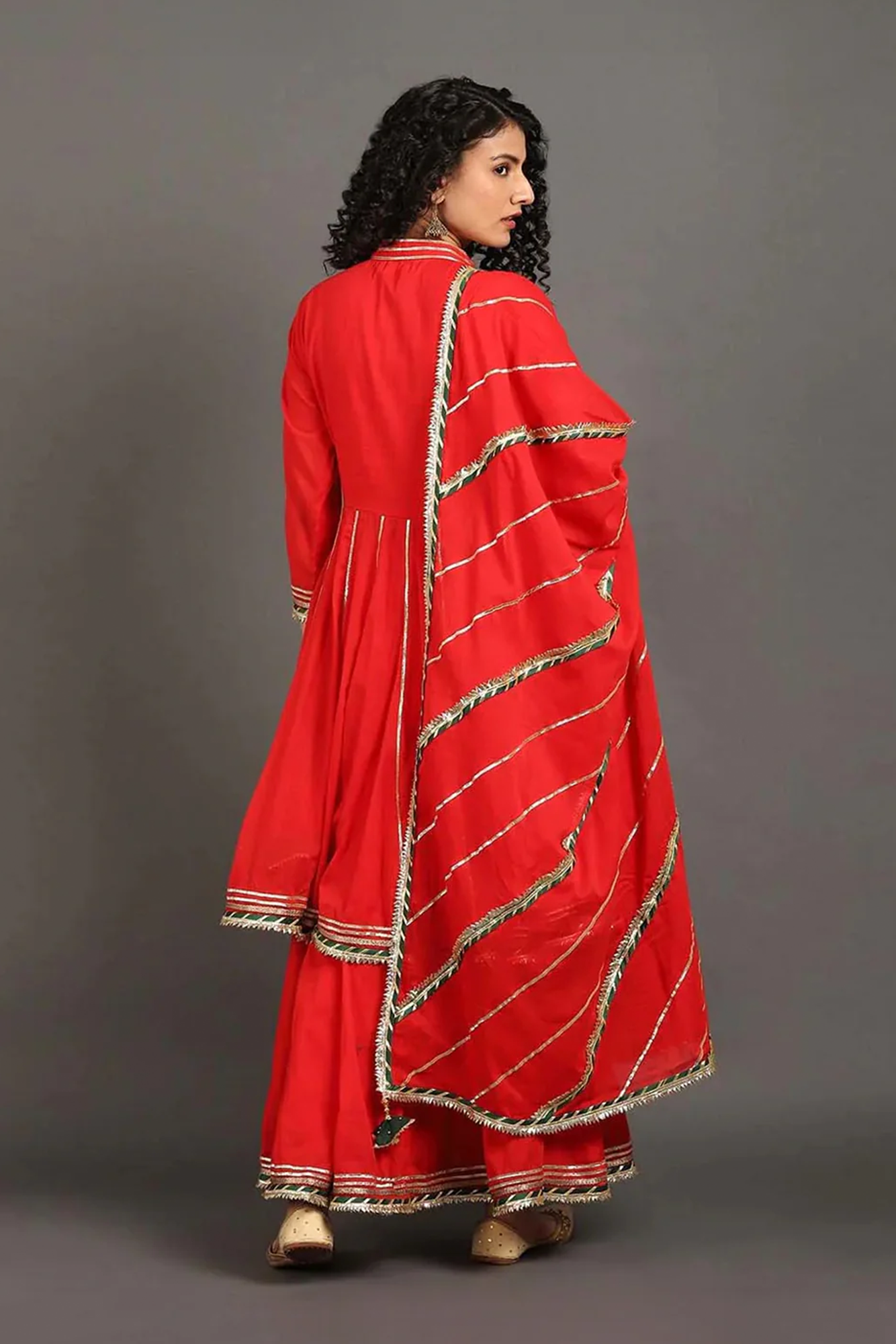 Sindoori Jodha Anarkali Sharara Set