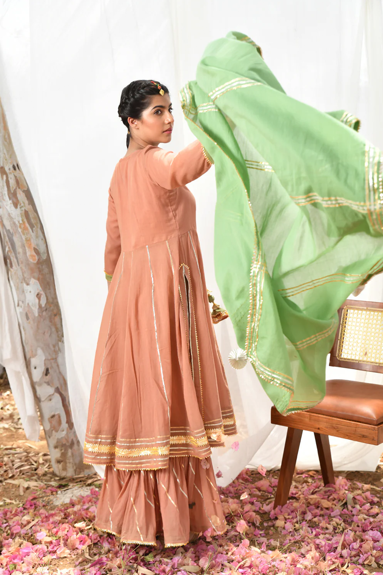 Peach Mastani Anarkali Set