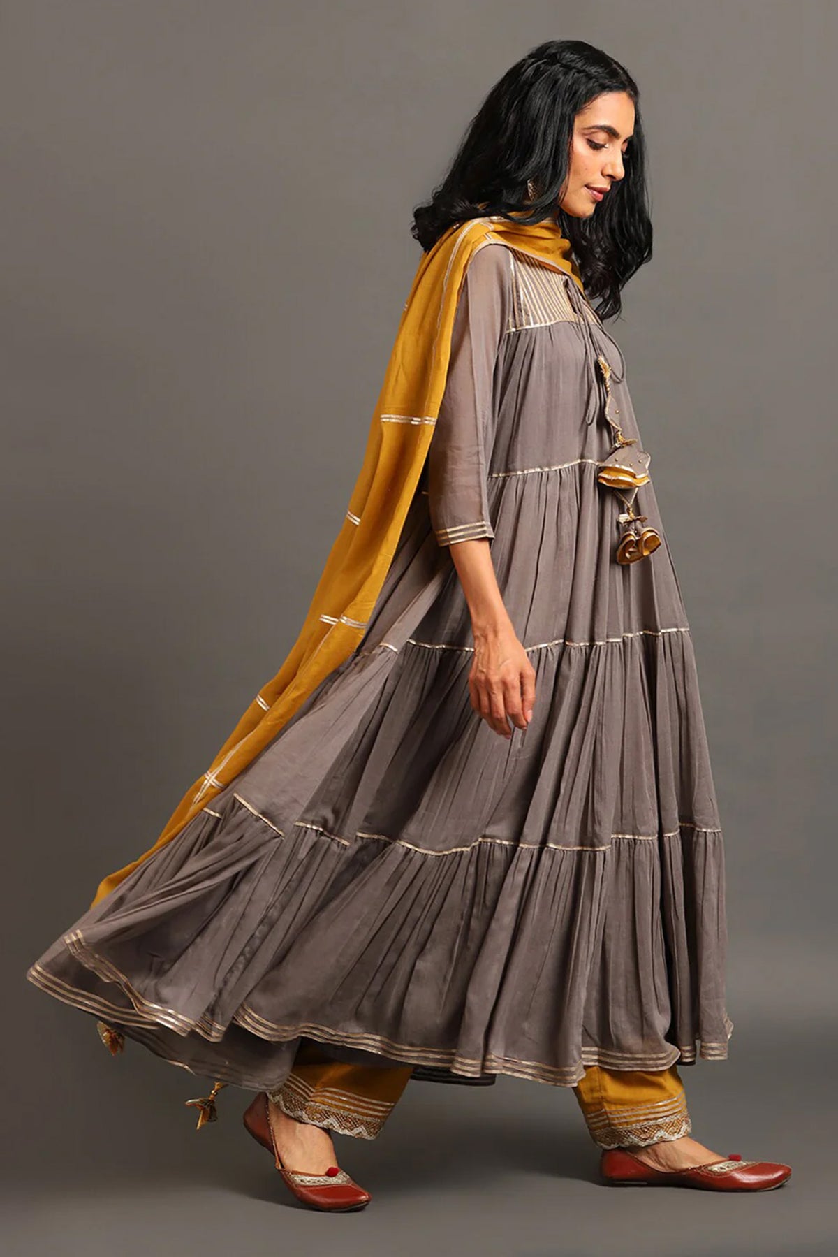 Grey Shama Kurta Pants Set