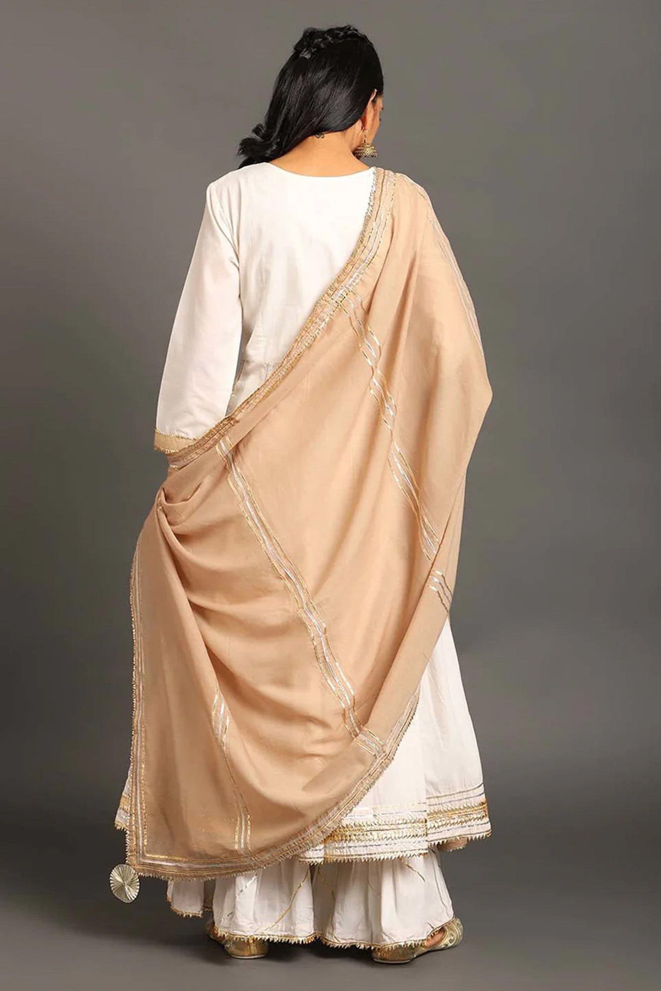 White Mastani Anarkali Set