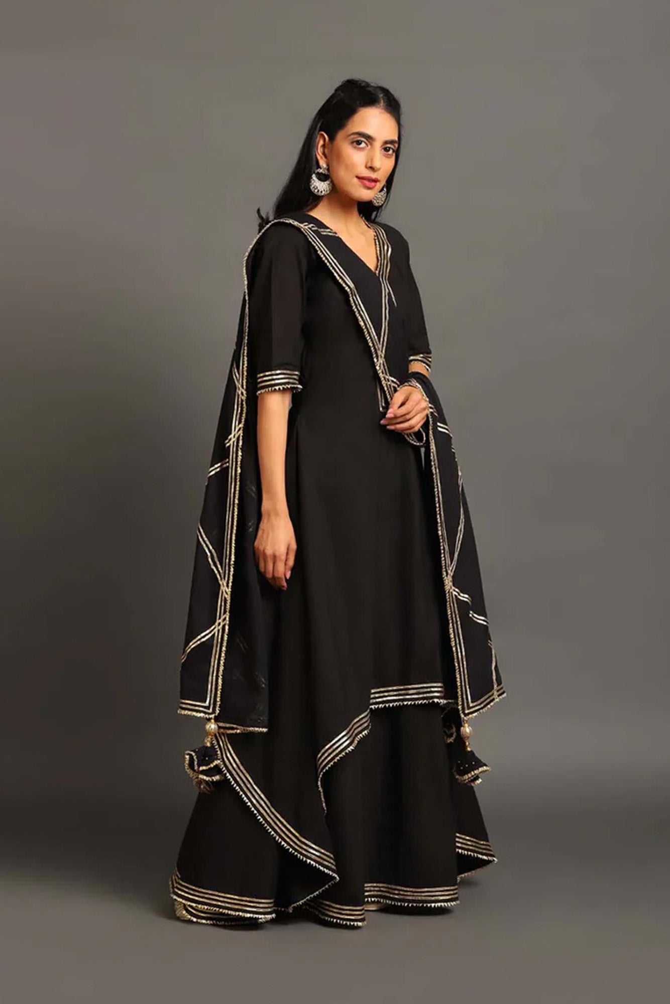 Black Saira Double Layered Dress