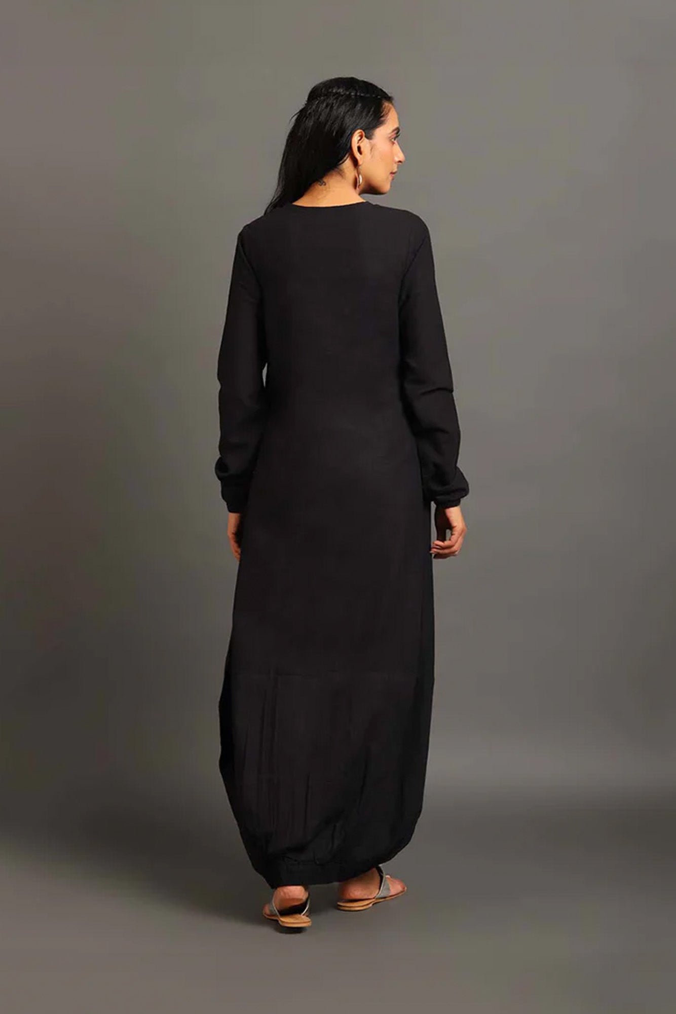 Black Boho Balloon Dress