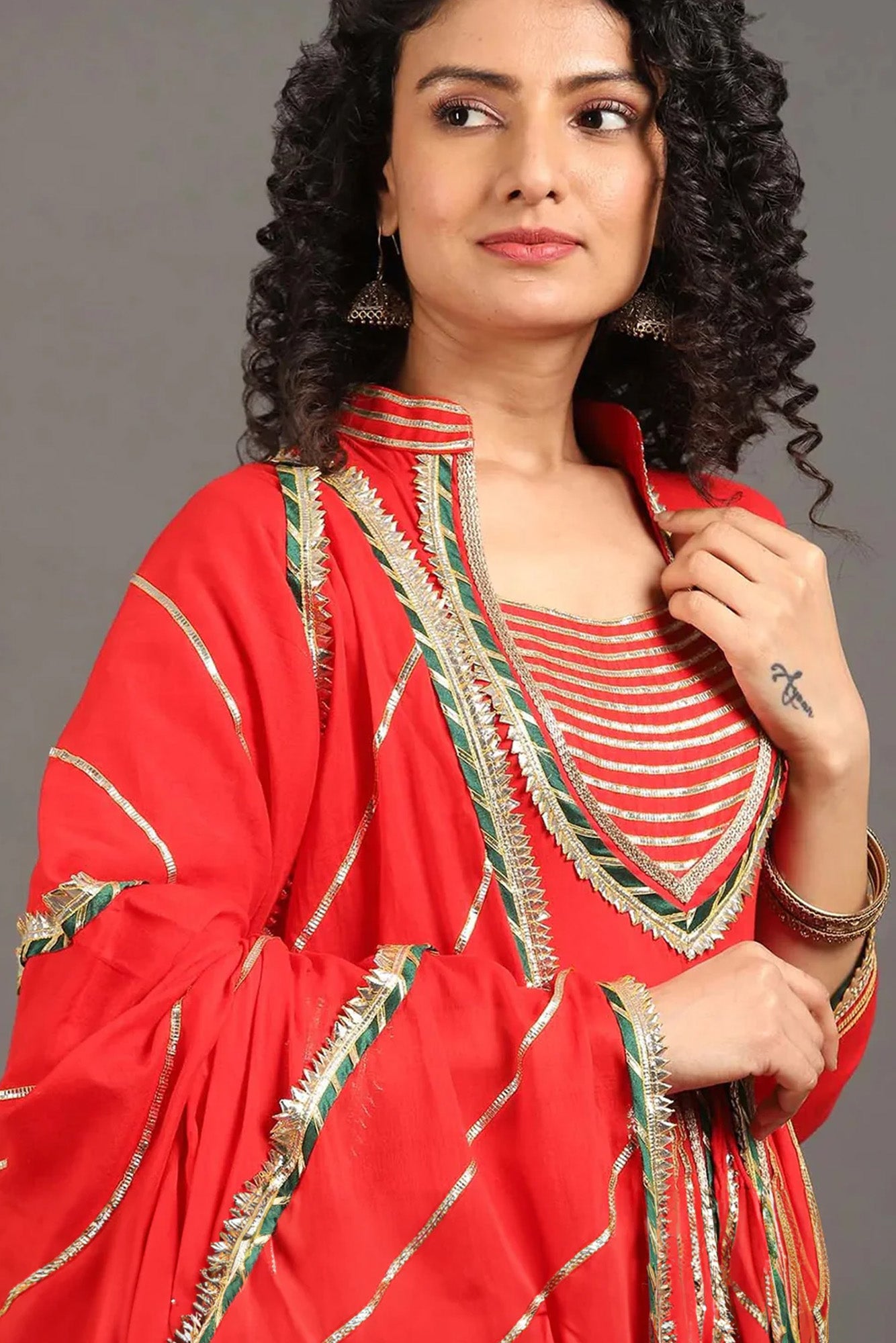 Sindoori Jodha Anarkali Sharara Set