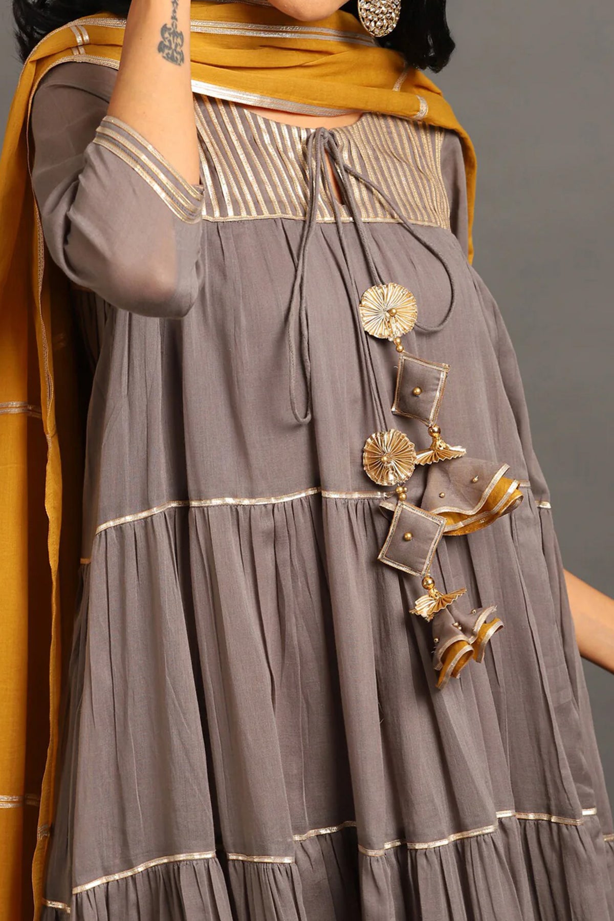 Grey Shama Kurta Pants Set