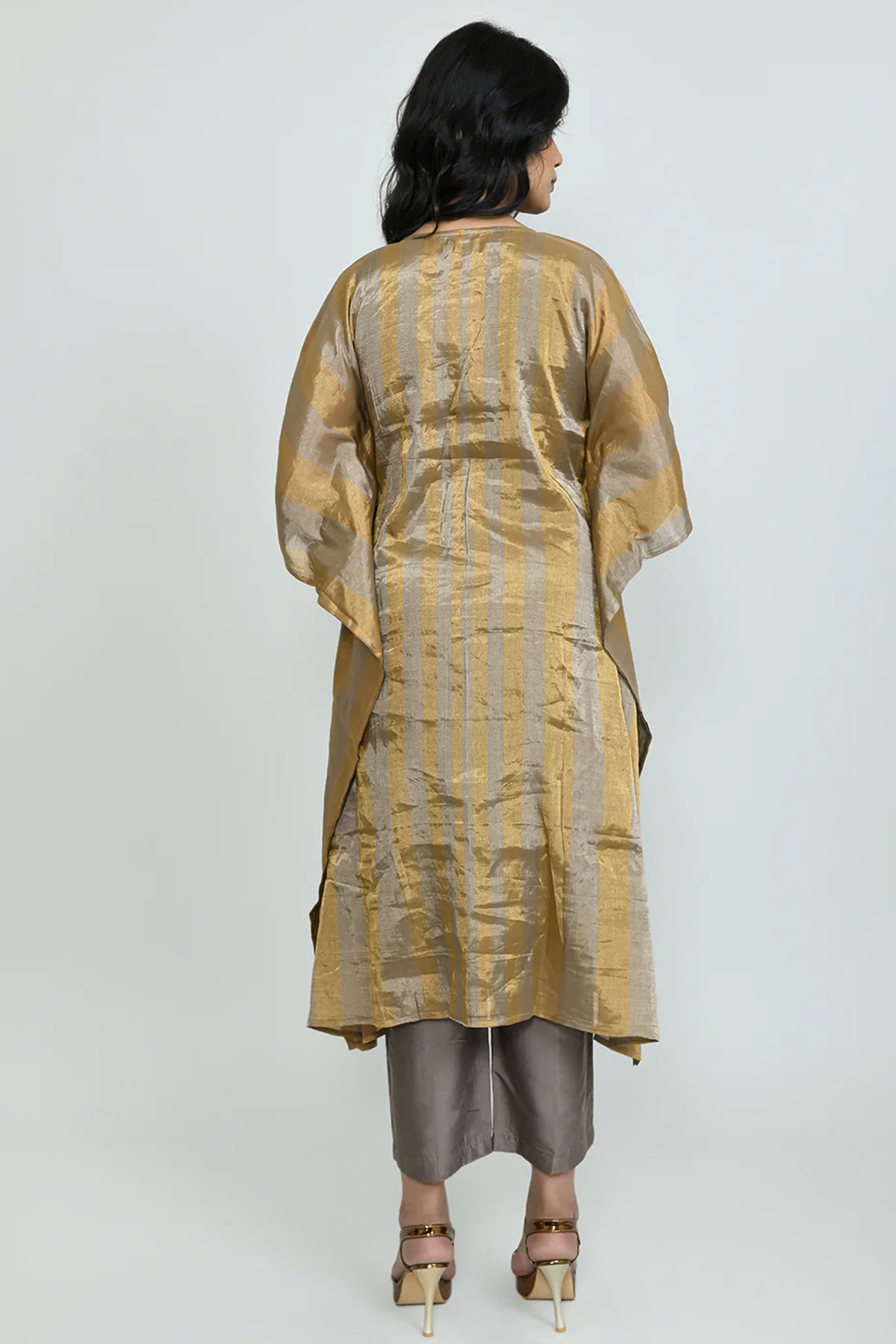 Gold Verticals Tissue Kurta Set