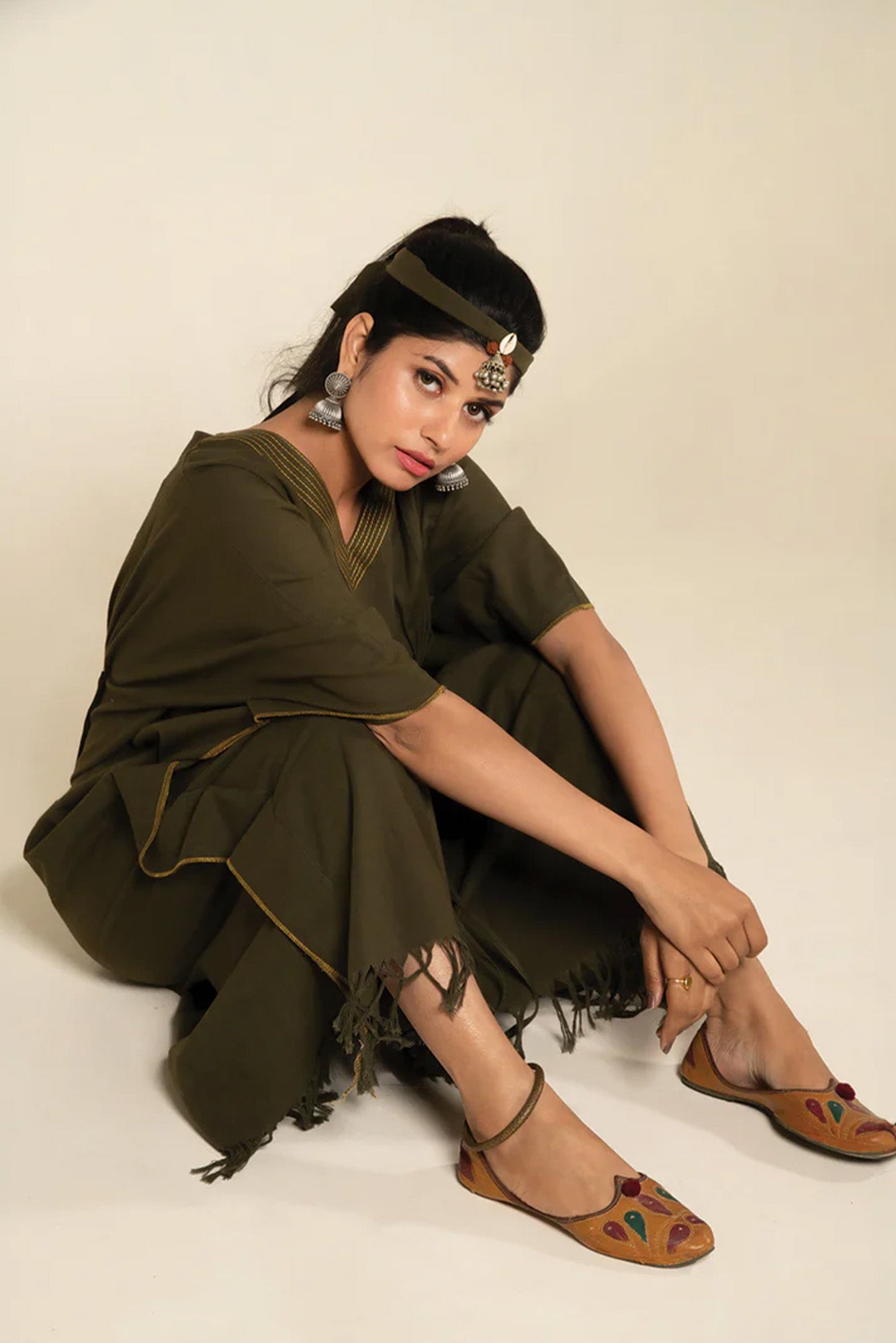 Forest Green Sufi Asmi Kaftan Dress