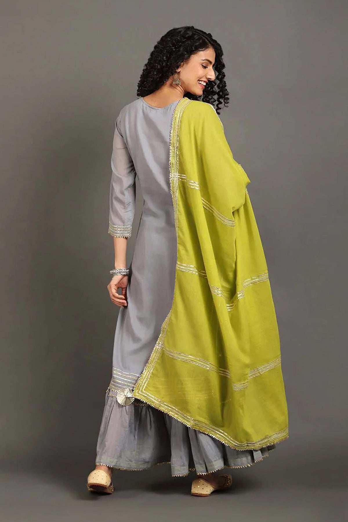 Grey Mehar Kurta Sharara Set