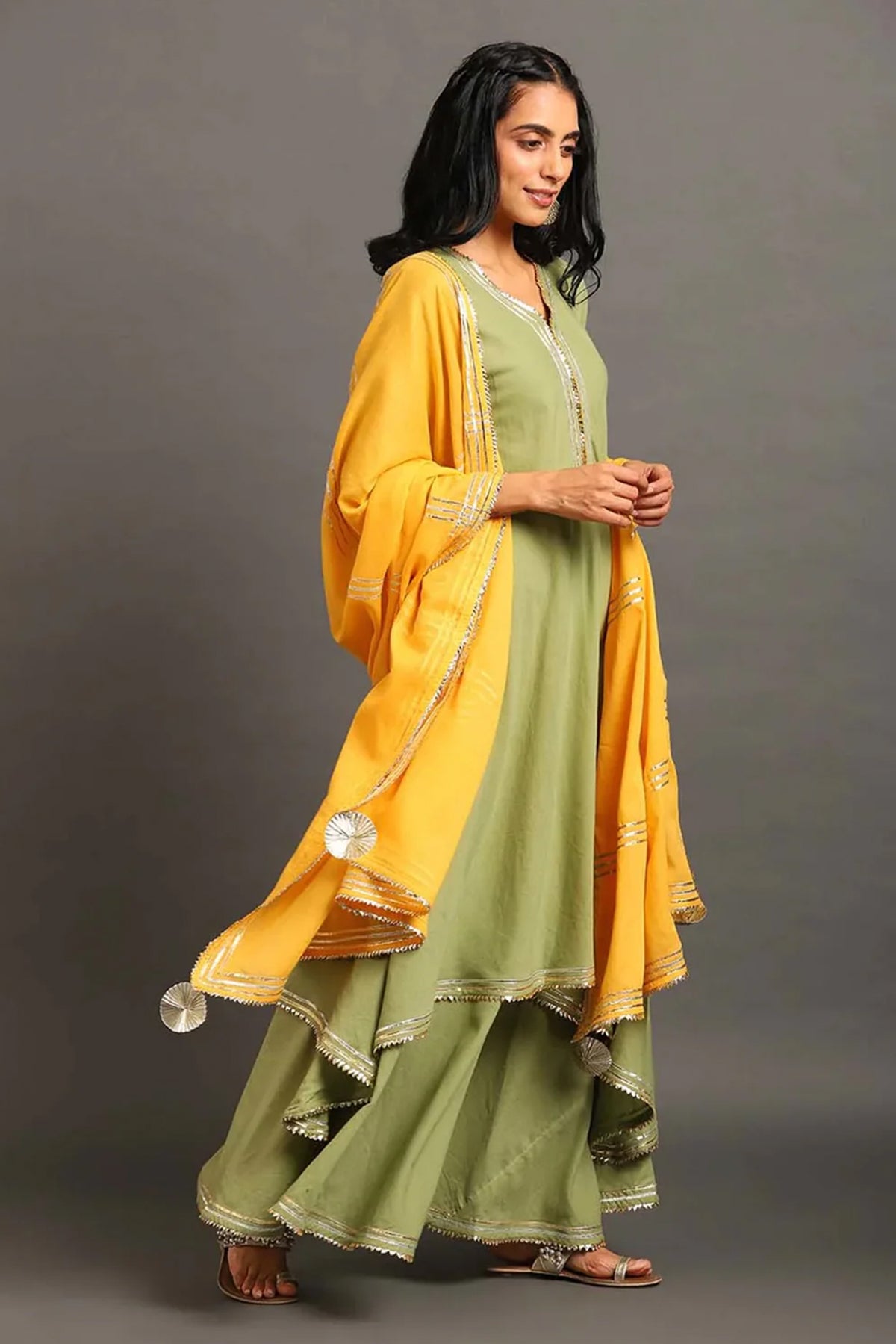 Green Zara Double Layered Dress