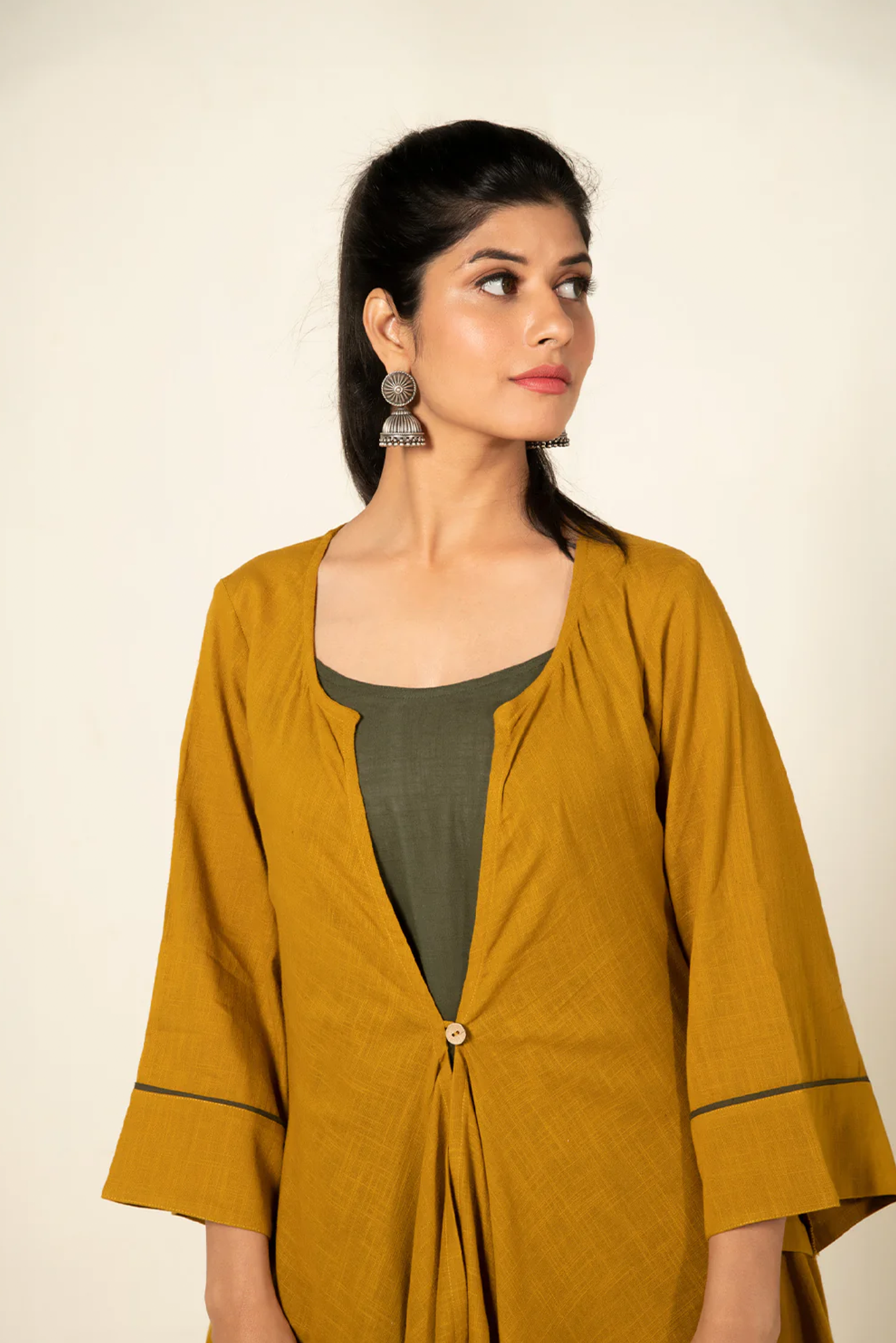 Olive Sufi Saanjh Jumpsuit with Overlay