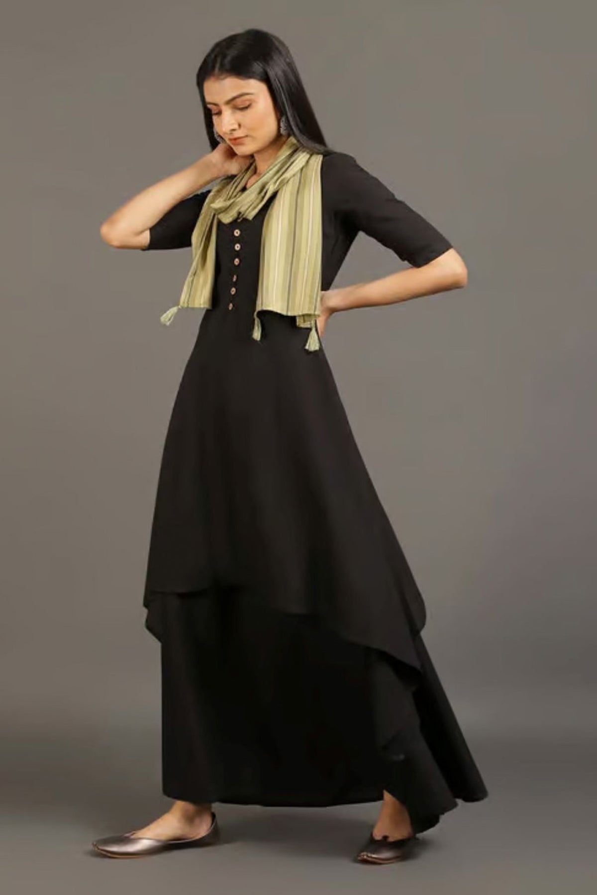 Black Happy Days Double Layered Dress