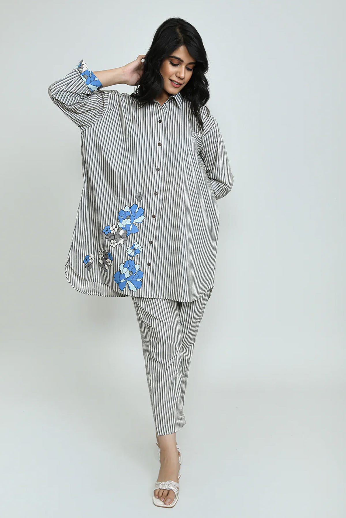 Grey Flora Co-ord Set