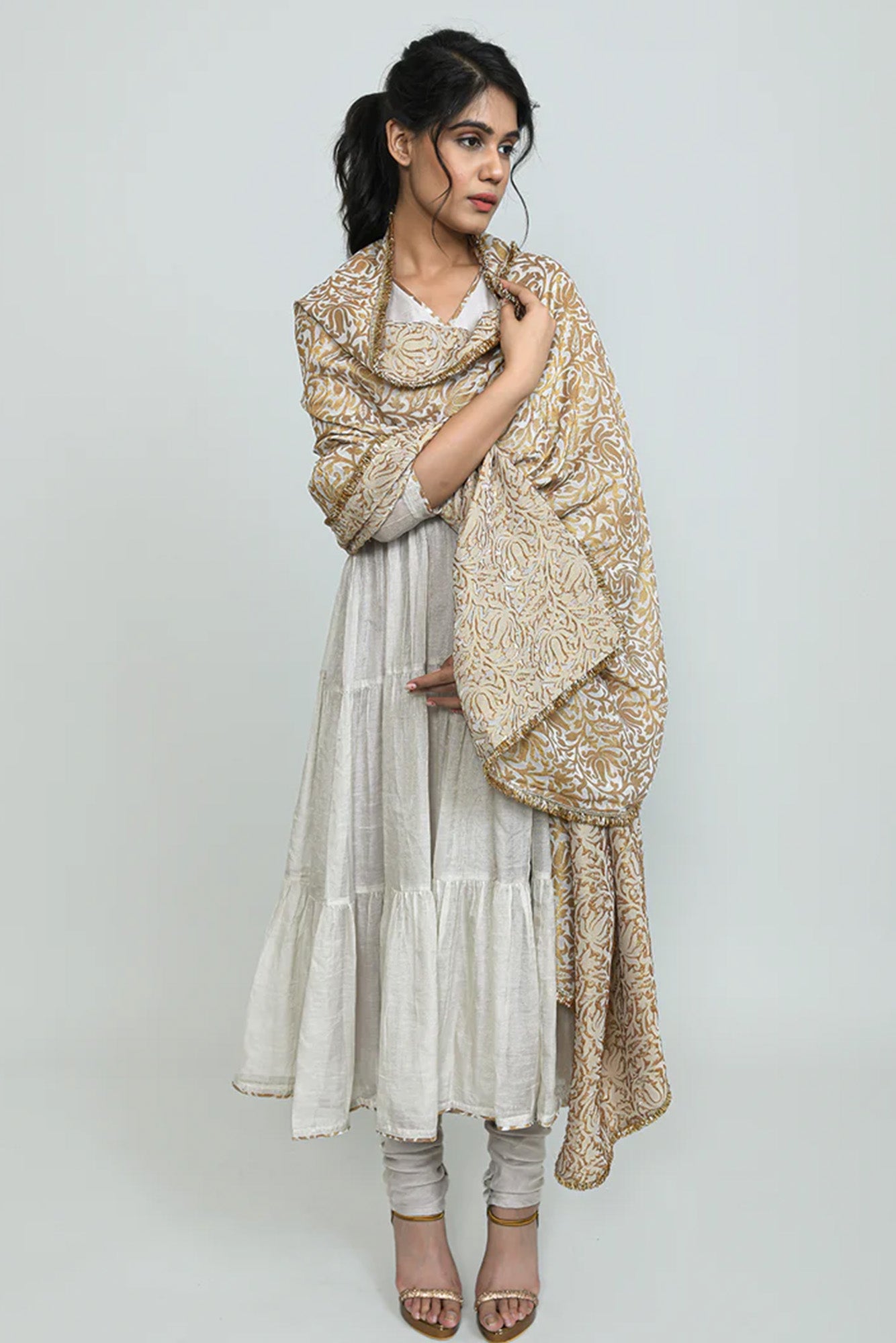 Alamzeb Tissue Angarkha Suit